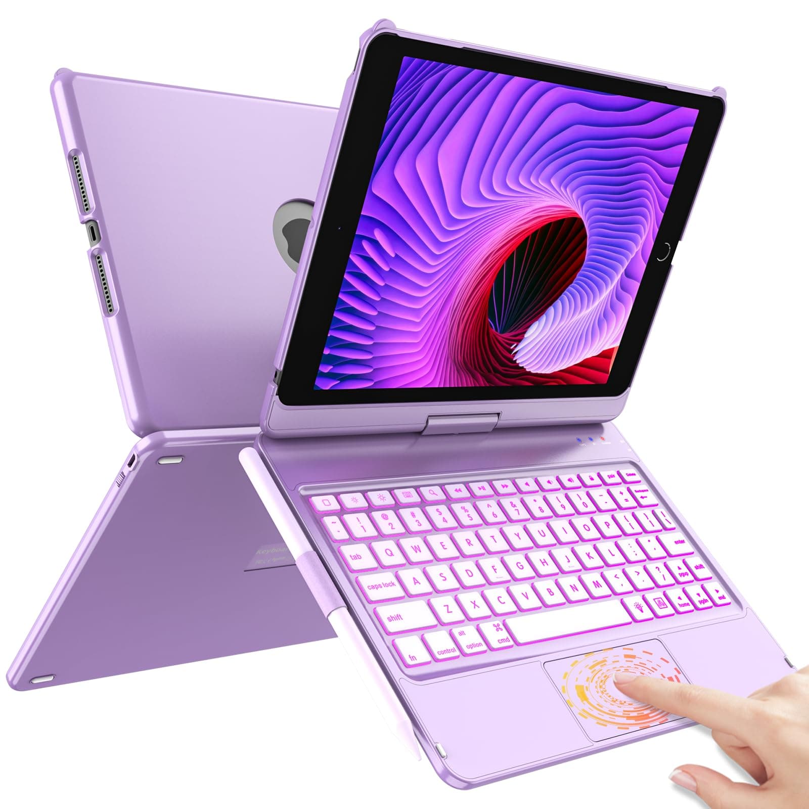 HOTLIFE iPad Keyboard Case for 10.2 9th/8th/7th Gen,Touch 9th Generation/8th Gen/7th Gen-360° Rotatable Protective Cover-iPad Genration with Pencil Holder-iPad 9