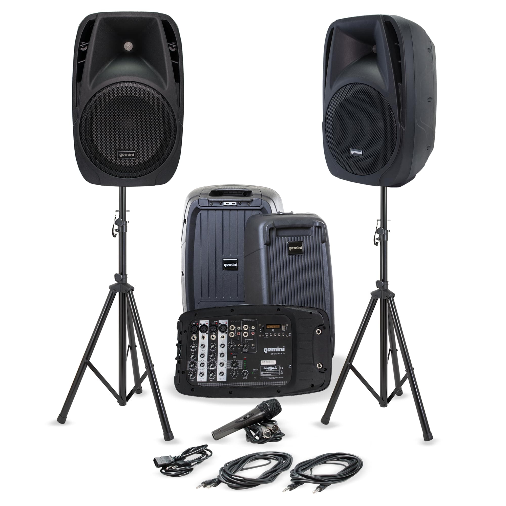 Gemini ES-210MXBLU-ST Bluetooth Portable PA System With Detachable Powered Mixer