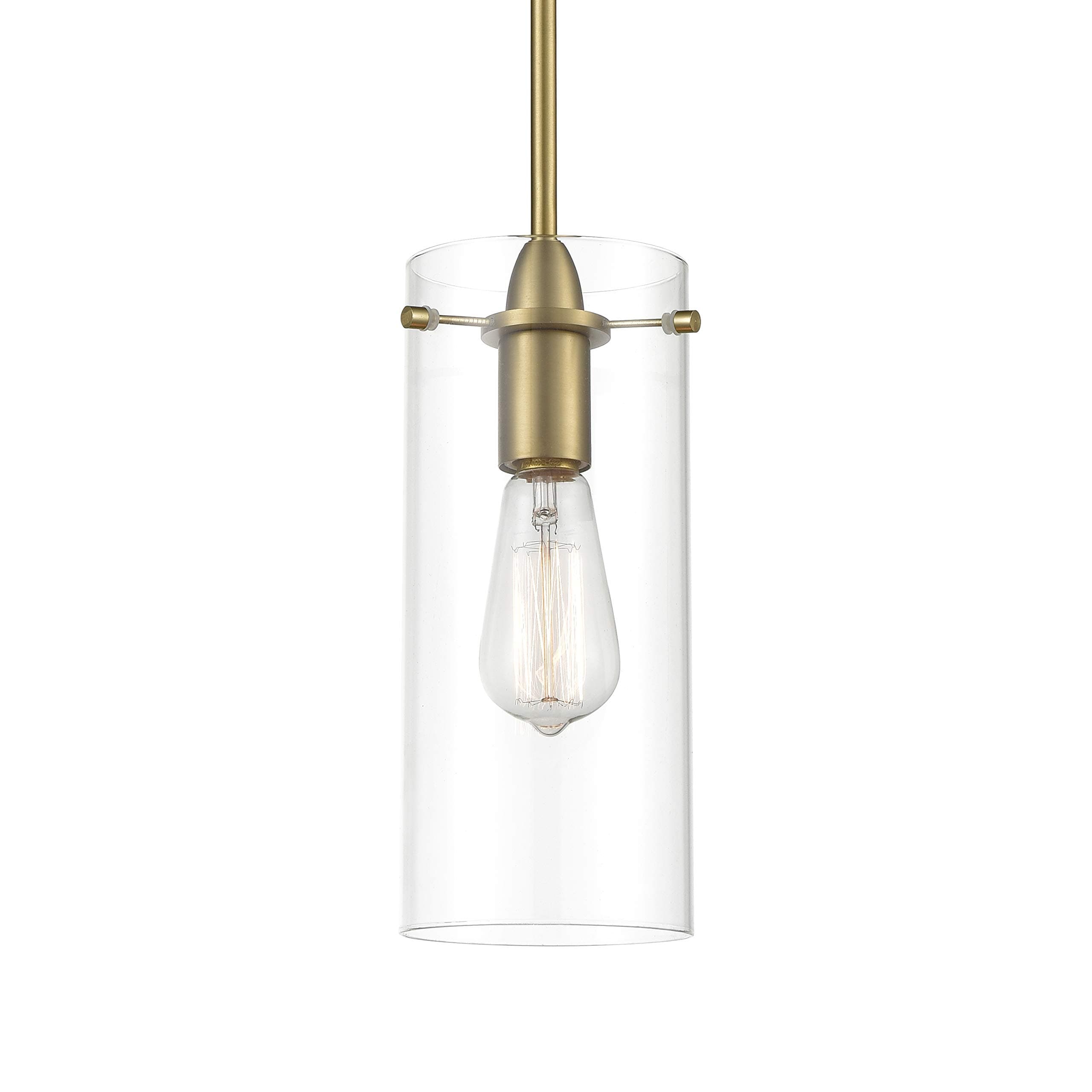 Light Society LS-C237-BB-CL Montreal Hanging Pendant, Brushed Brass with Clear Glass Shade, Industrial Modern Lighting Fixture