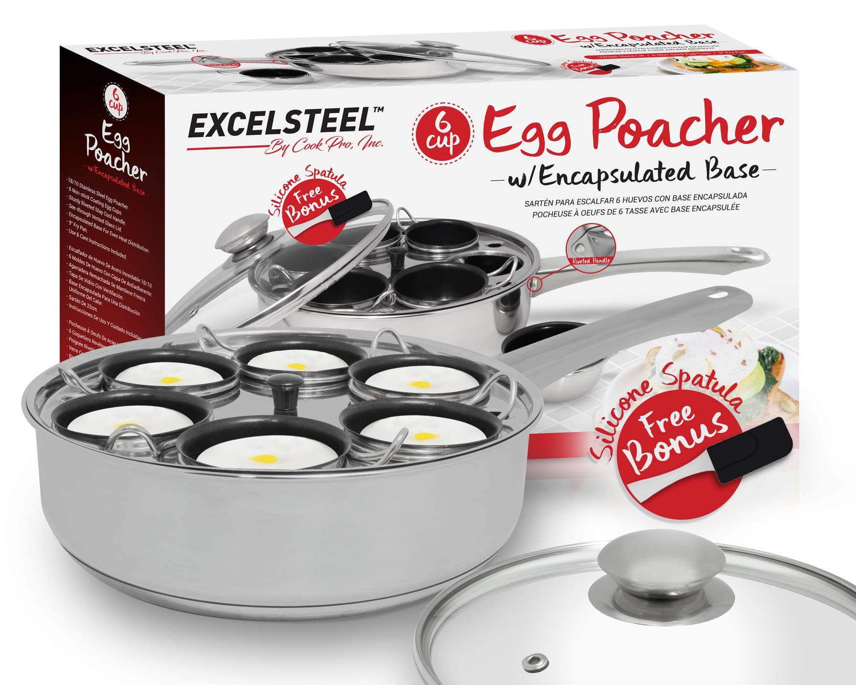 Excelsteel 18/10 Stainless 6 Non Stick Egg Poacher