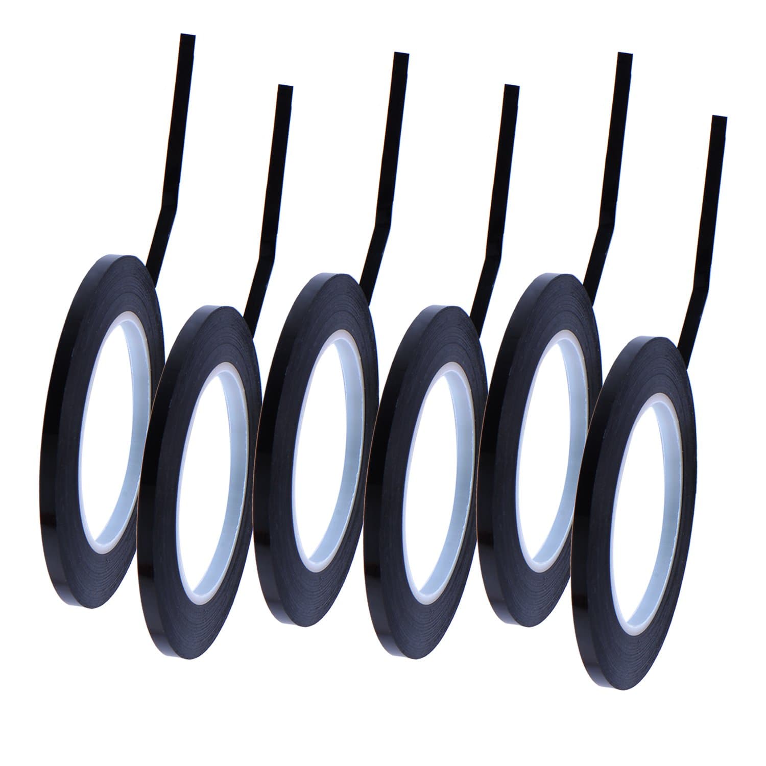 Outus 6 Pack 3 mm 1/8 Inch Width Lightning Width Graphic 108 Feet/roll Whiteboard Graphic Pinstripe Tape Grid Marking Whiteboard Gridding Self Adhesive Artist Tape, Black