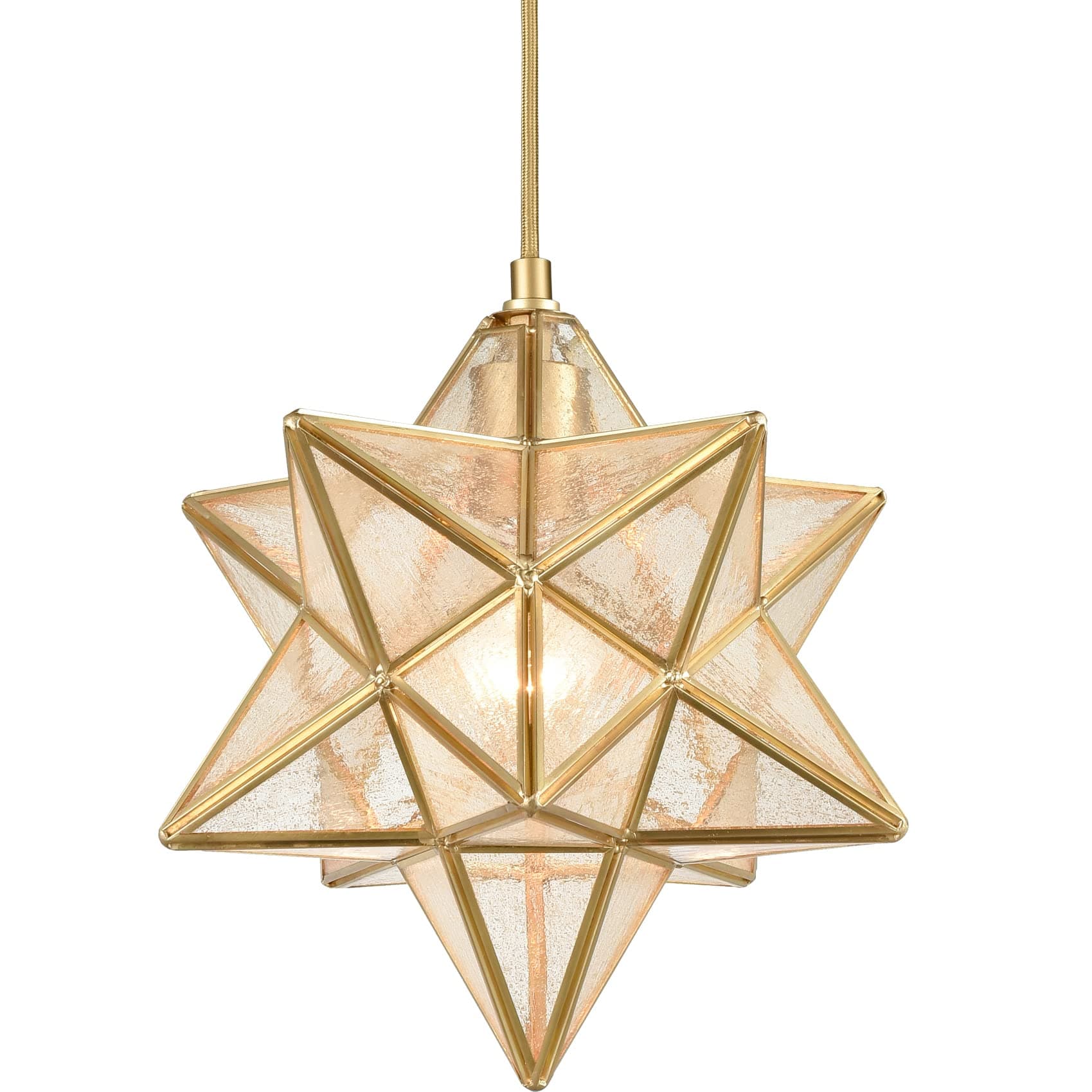 DAYCENT Brass Moravian Star Light Seed Glass Pendant Light Fixture , 28cm