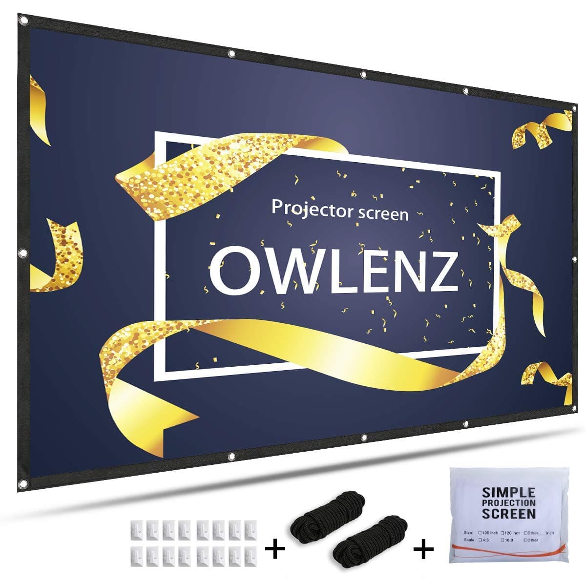 4K HD 120Inch 16:9 Portable Projector Screen Multi-Function Foldable Anti-Crease for Home Theater, Outdoor,Multi-Media Classroom, Office, Indoor, Support Front and Rear Projection