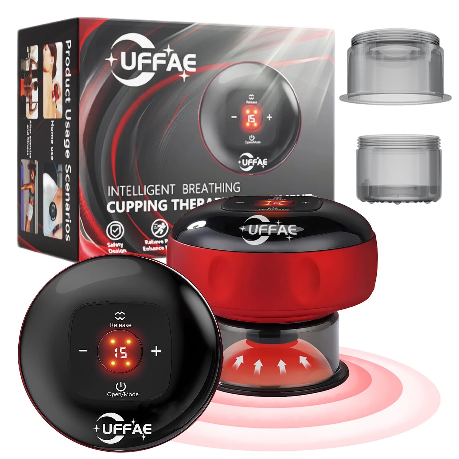 5-in-1 Electric Cupping Therapy Set, Smart Cupping Therapy Massager, 12 Levels of Suction Strength and Temperature Control,for Targeted Pain Relief, Portable Electric Cupping Device