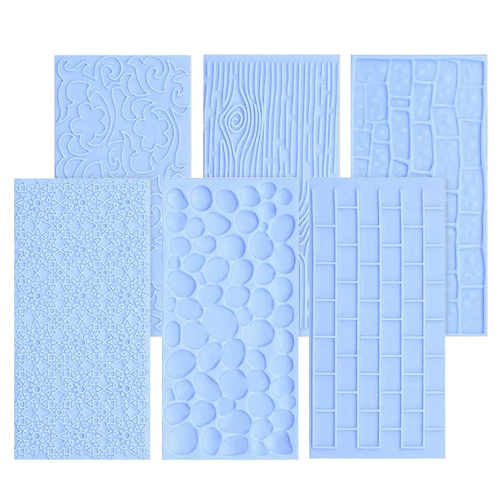6 Packs Fondant Impression Mat Fondant Texture Mats Clay Mold Set Lace Embossing Mat Fondant Cake Embossed Impression Sheets for Cake Decorating