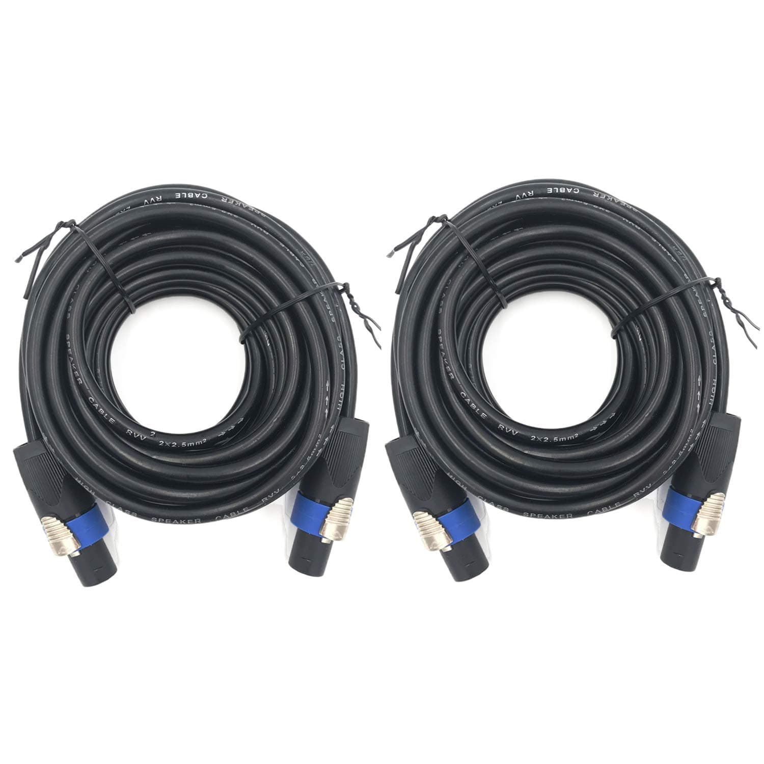 2 Pack 15ft Pro Speakon to Speakon Cable, Pair 12AWG Patch Cords, Professional Speakon Audio Cable Cord with NL4FC Connectors