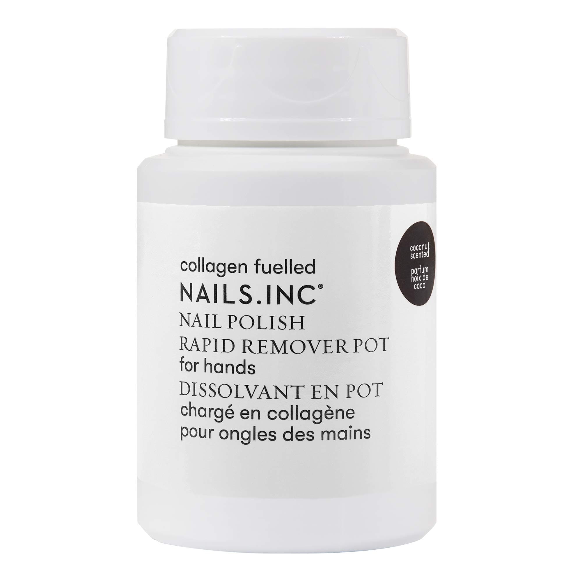Nails.INC Rapid Nail Polish Remover Pot, Formulated with Collagen to Promote Nail Strength and Growth, Coconut Scented, Acetone Free, Cruelty Free, Vegan, 50ml
