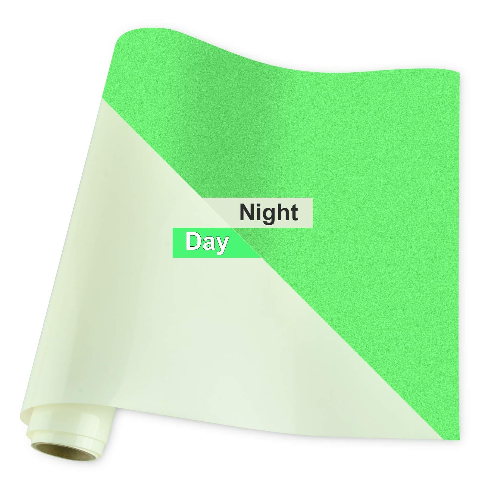 Viewmoi Glow in Dark Heat Transfer Vinyl Luminous HTV Neon, 10 Inch by 5 Feet Luminous PU HTV Vinyl Bundle Rolls for T-Shirt (White to Green Light)
