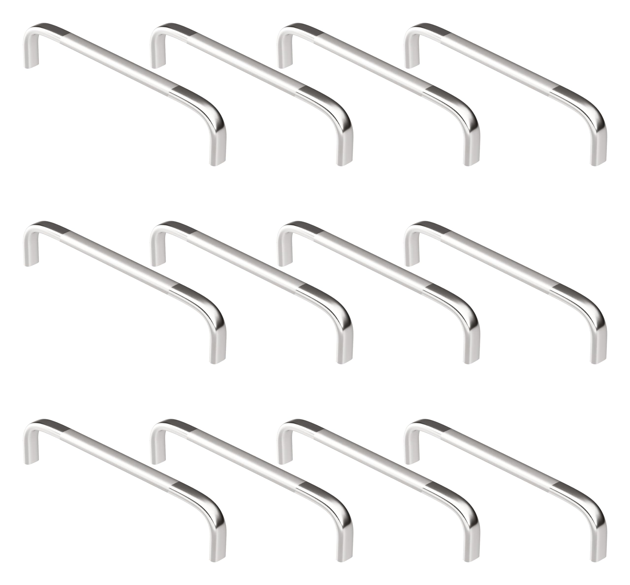 Atlantic Stainless Steel Capsule D Dwawer Cabinet Pull Handle 4 Inch (Total Length 105 Mm, Hole To Hole 95 Mm, Twotone Finish) Pack Of 12 Pieces