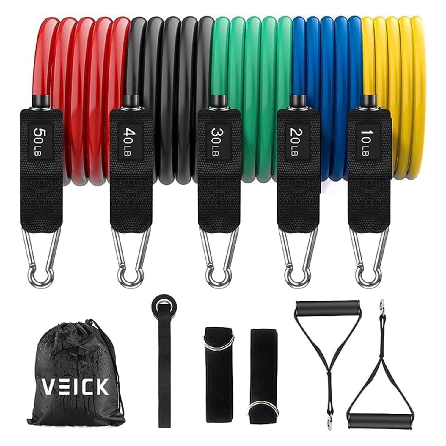 VEICK Resistance Bands with Handles, Exercise Bands, Workout Bands, Gym Equipment for Men and Women, Exercising Bands for Fitness Weights Work Out at Home