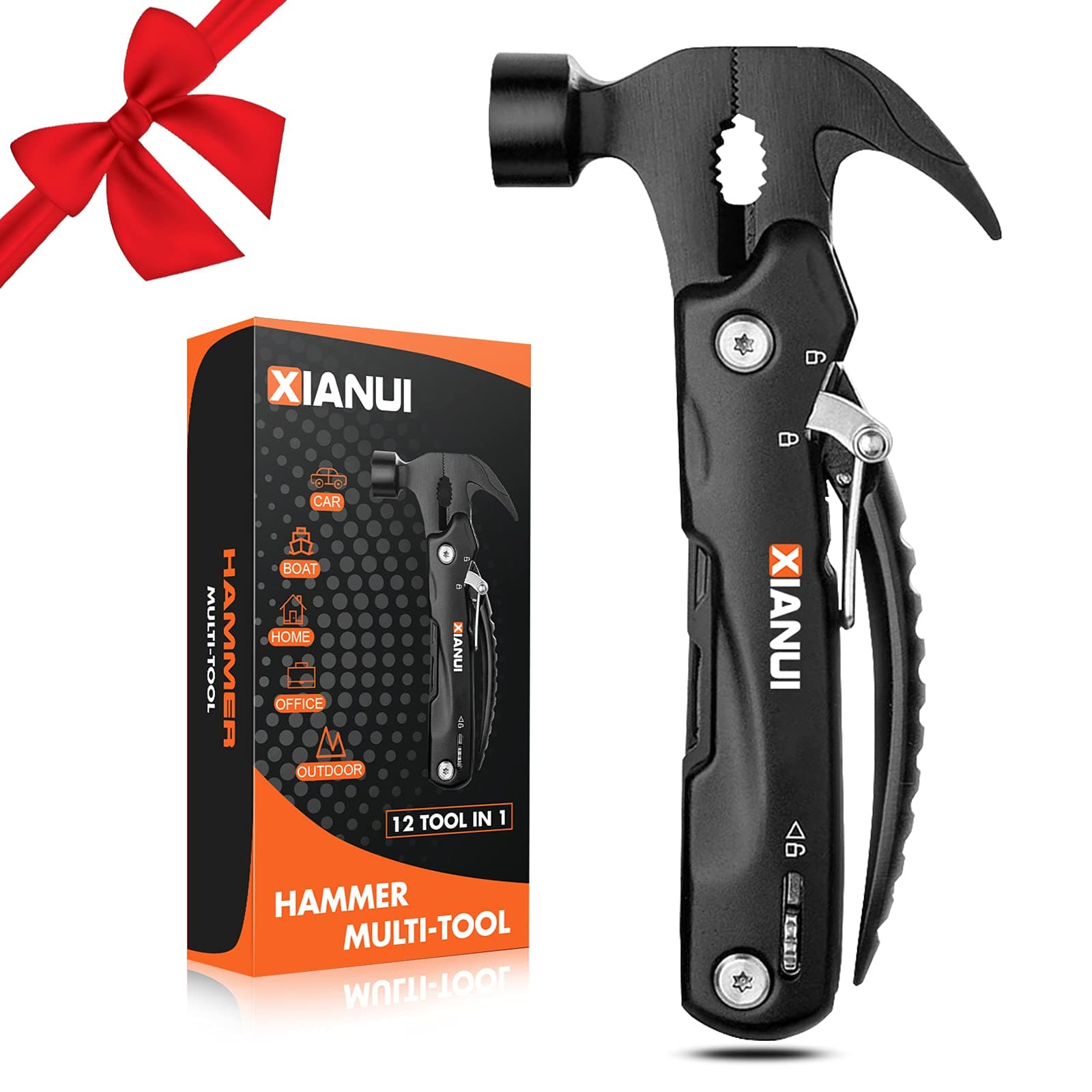 Gifts for Men, Stocking Stuffers for Men, Camping Survival Gear Multitool Hammer 12in1, Mens Gifts for Christmas, Cool Gadgets for Men, Unique Men Gift Ideas for Dad Husband Boyfriend, Tools for Men