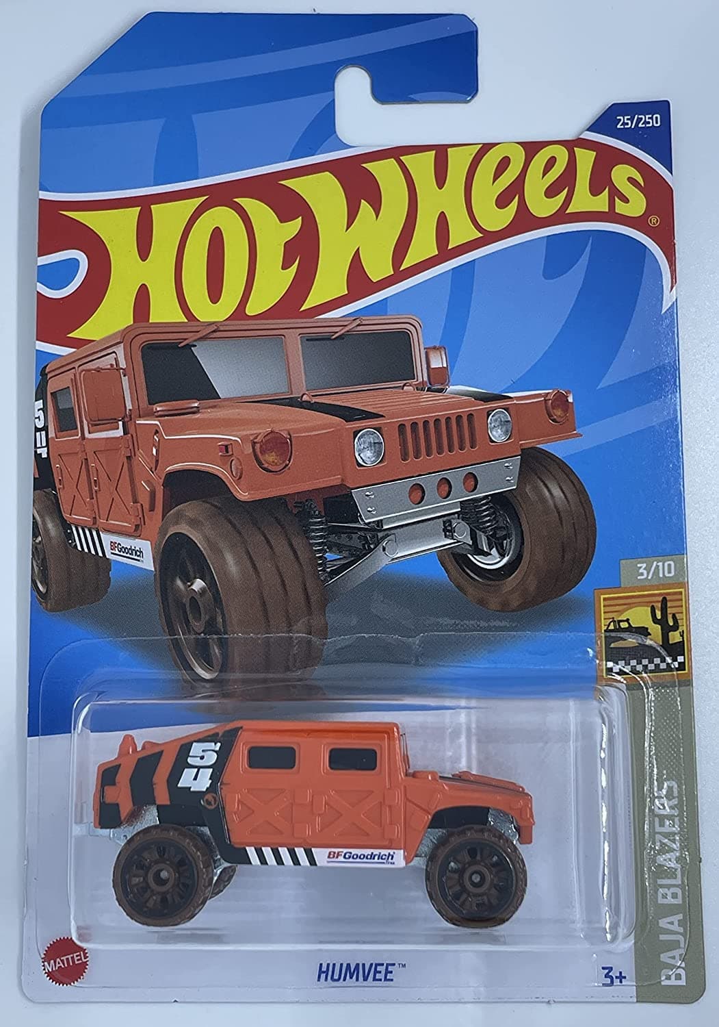 Hot Wheels 1:64 Scale Humvee Armored Fighting Vehicle Toy Car - Baja Blazers - Orange - 4 x 7 x 2 inches - 1 Count - Kid (3+ and Adults) - Unisex