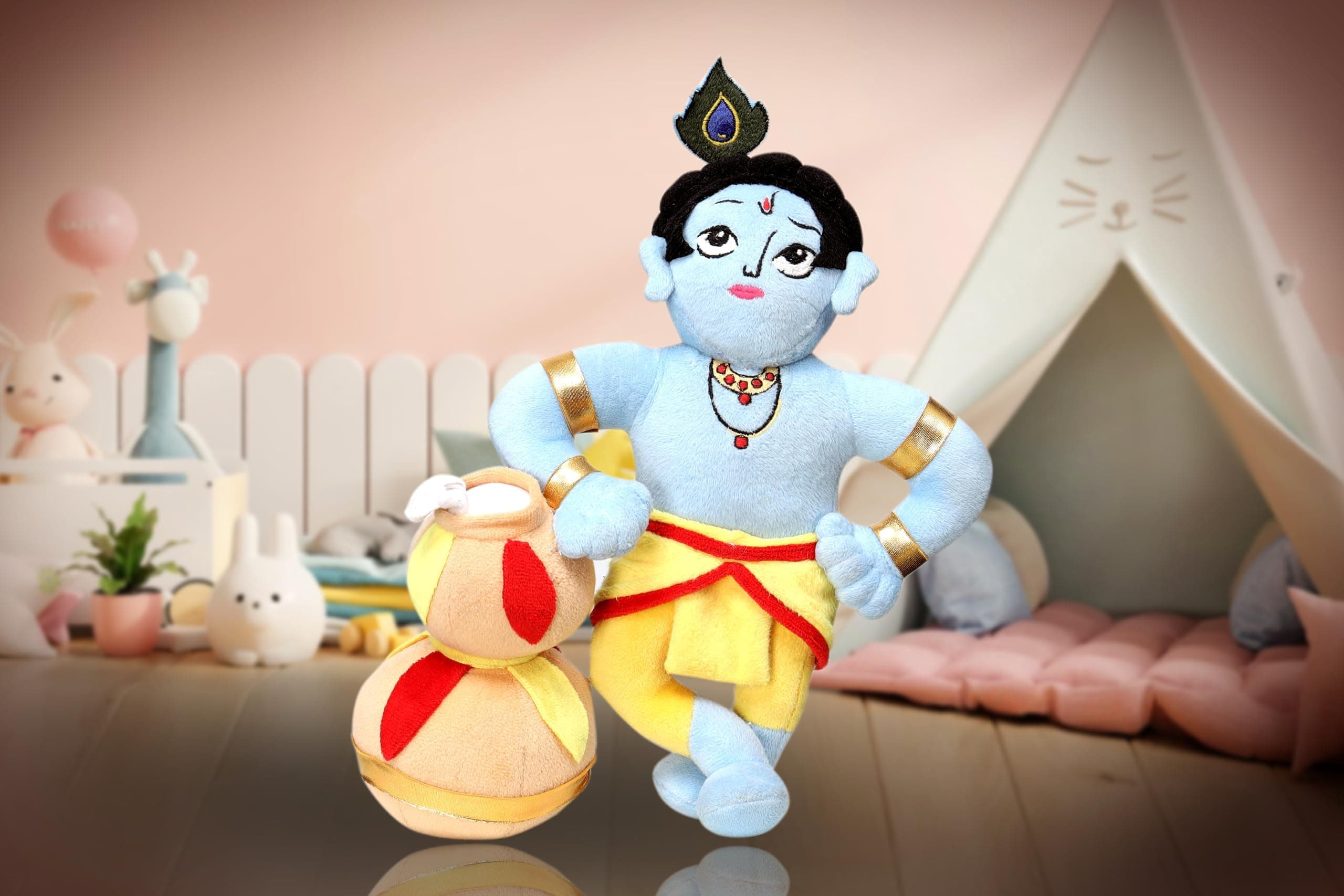 Musical Mantra Bal Krishna Plush Toy | Plushie Gift for Baby Boys/Girls (Krishna Pack pf 1)