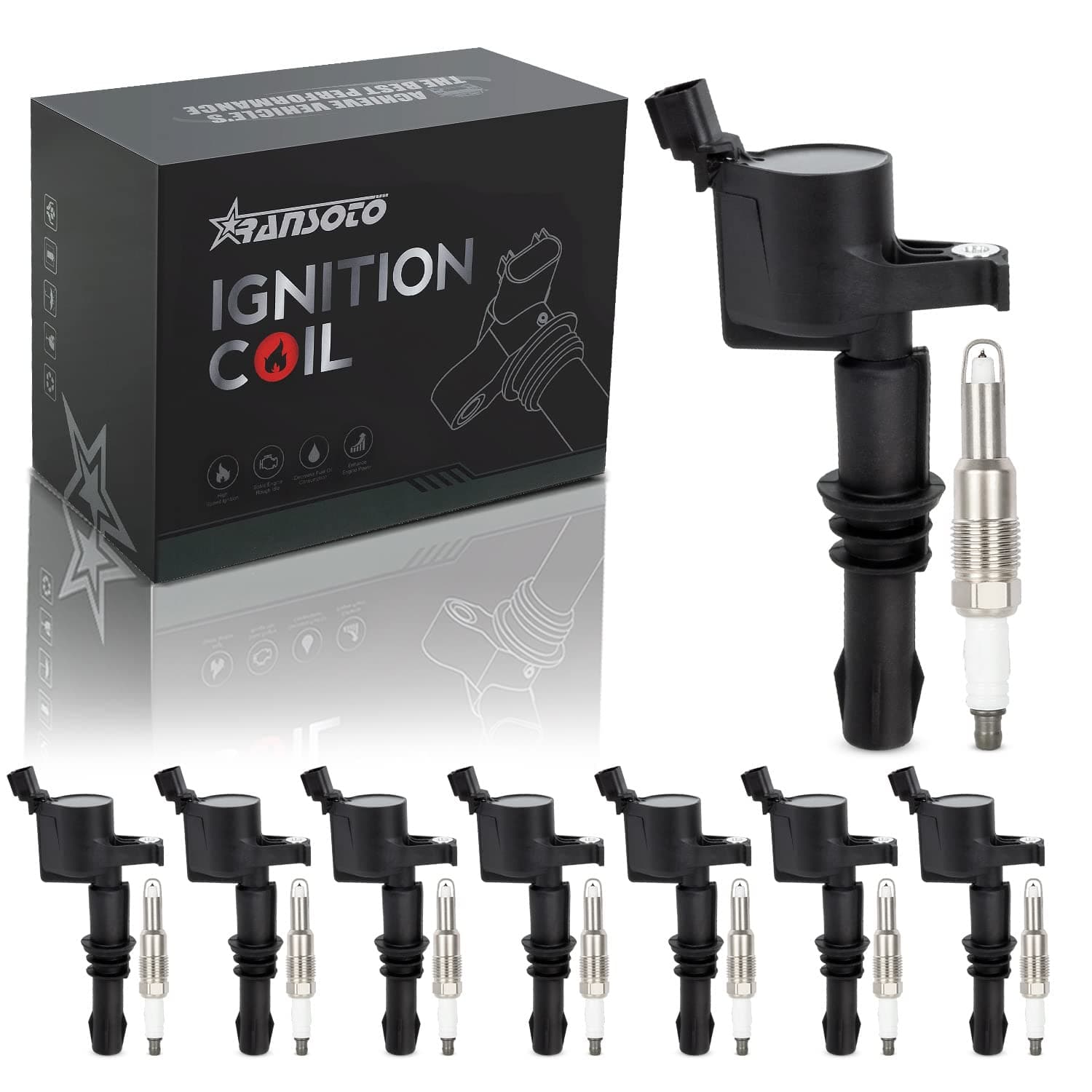 DG511 Ignition Coil Pack with Spark Plug SP546 SP515 Compatible with 5.4L Ford Expedition F-150 F-250 F-350 Super Duty Lincoln Navigator Mark LT