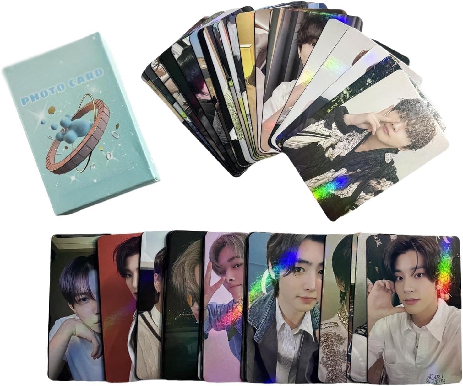 kpop Laser Photocard 55pcs Laser Card Kpop LOMO Cards Kpop Album Card lase message Postcard Gift for Fans Daugher