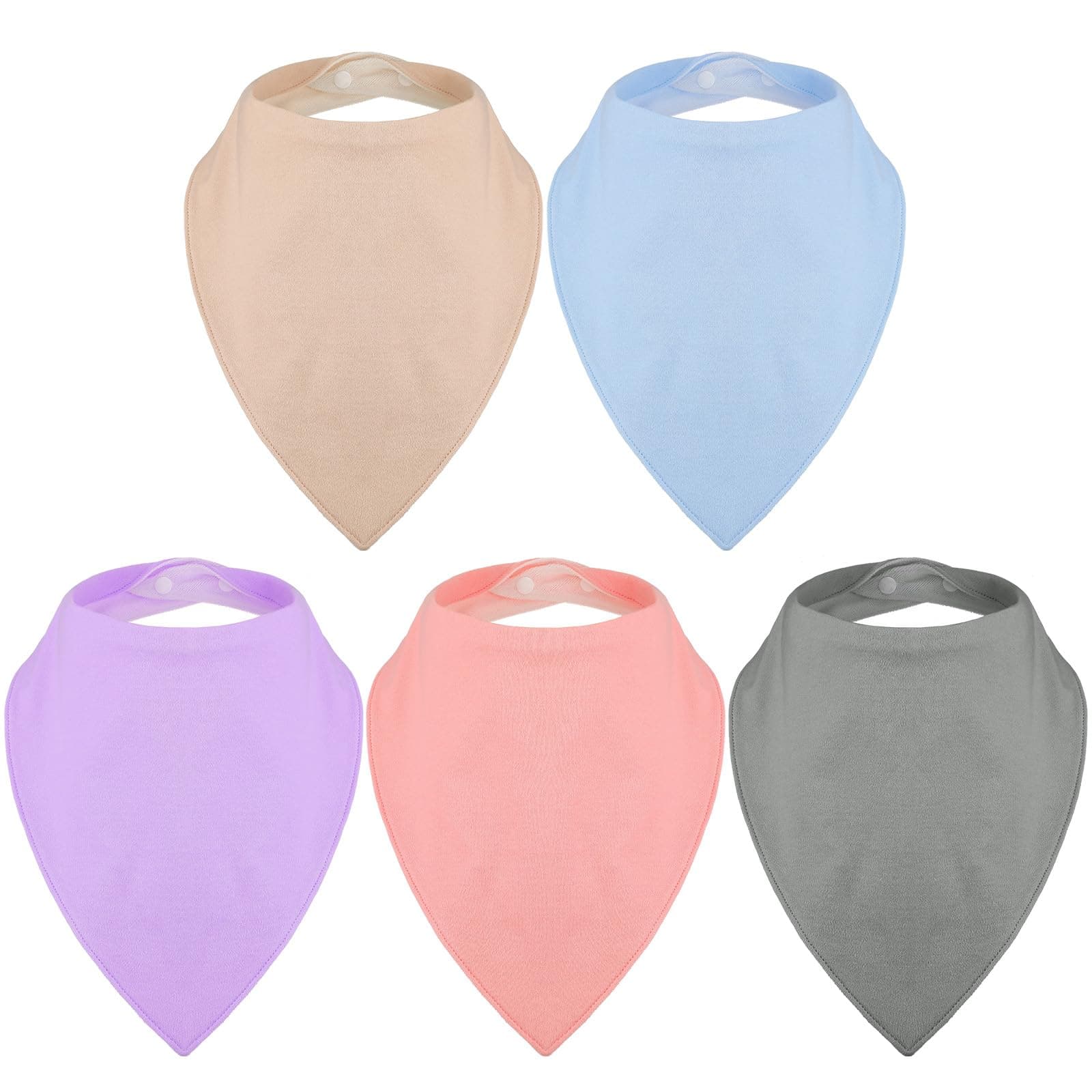 Janmercy 5 Pack Adult Drool Bandana Bibs Soft Large Absorbent Bibs Set for Special Needs Waterproof, Kids 4+ Years, Teens, Men Women(Cream. Blue, Purple, Pink, Gray.)