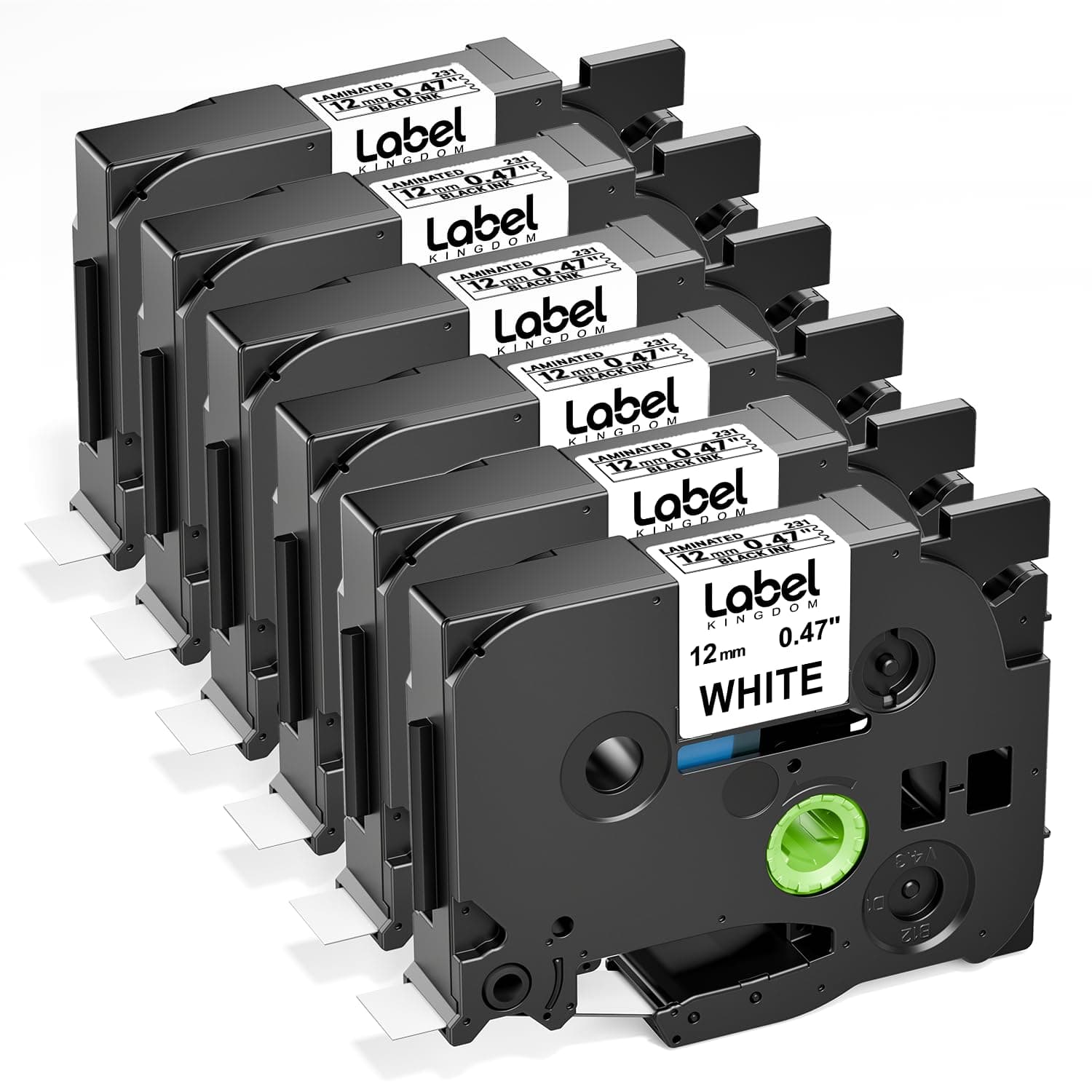 6-Pack TZe-231 Compatible with Brother Label Printer Tape 12mm 0.47 TZe TZ Tape H110 1/2 Inch x 23 Ft Black on White for Brother Label Maker PT-H110 D200 D210 D600