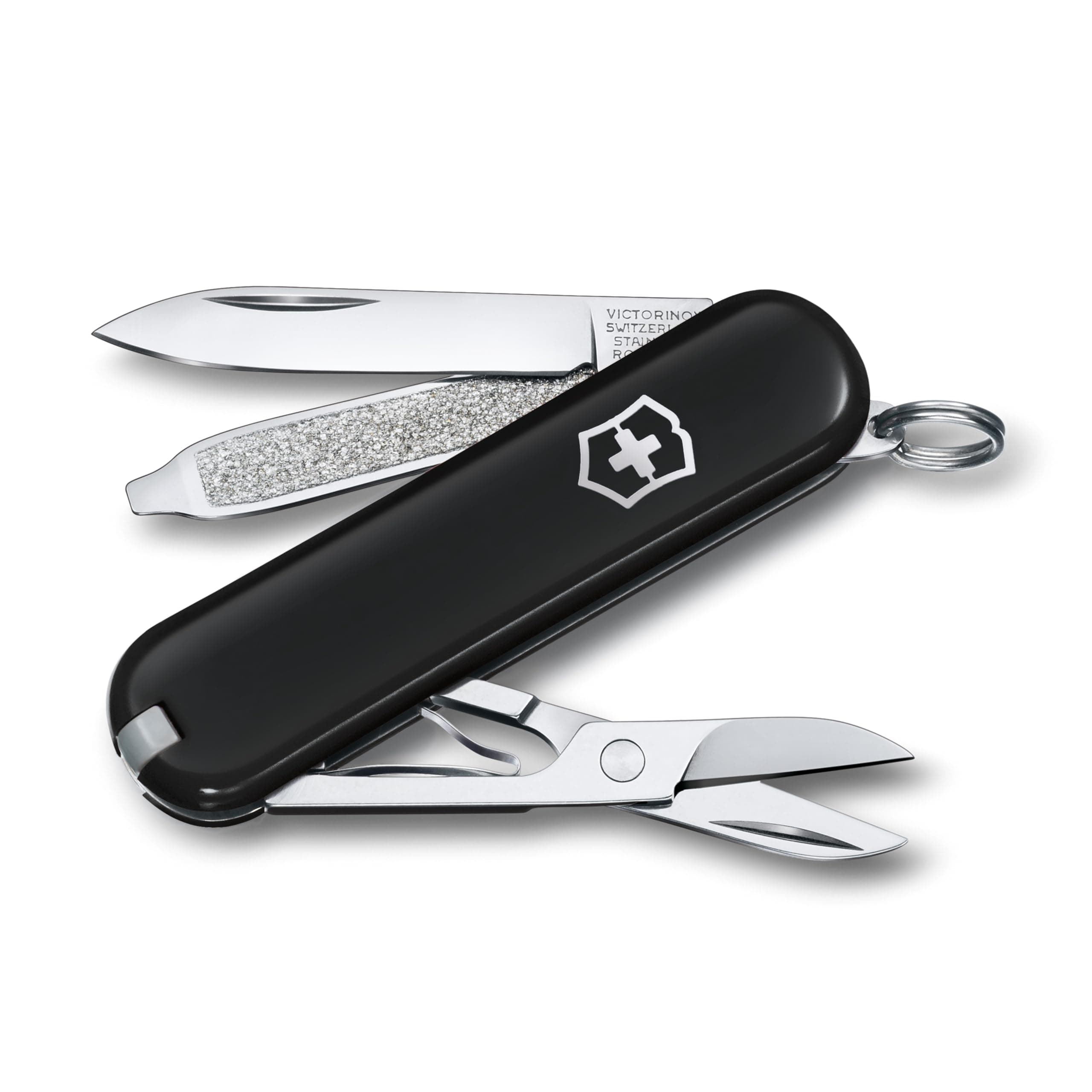 Classic SD Mini Swiss Army Knife, Camping Pocket Knives, 7 Functions, Blade, Keyring, Black