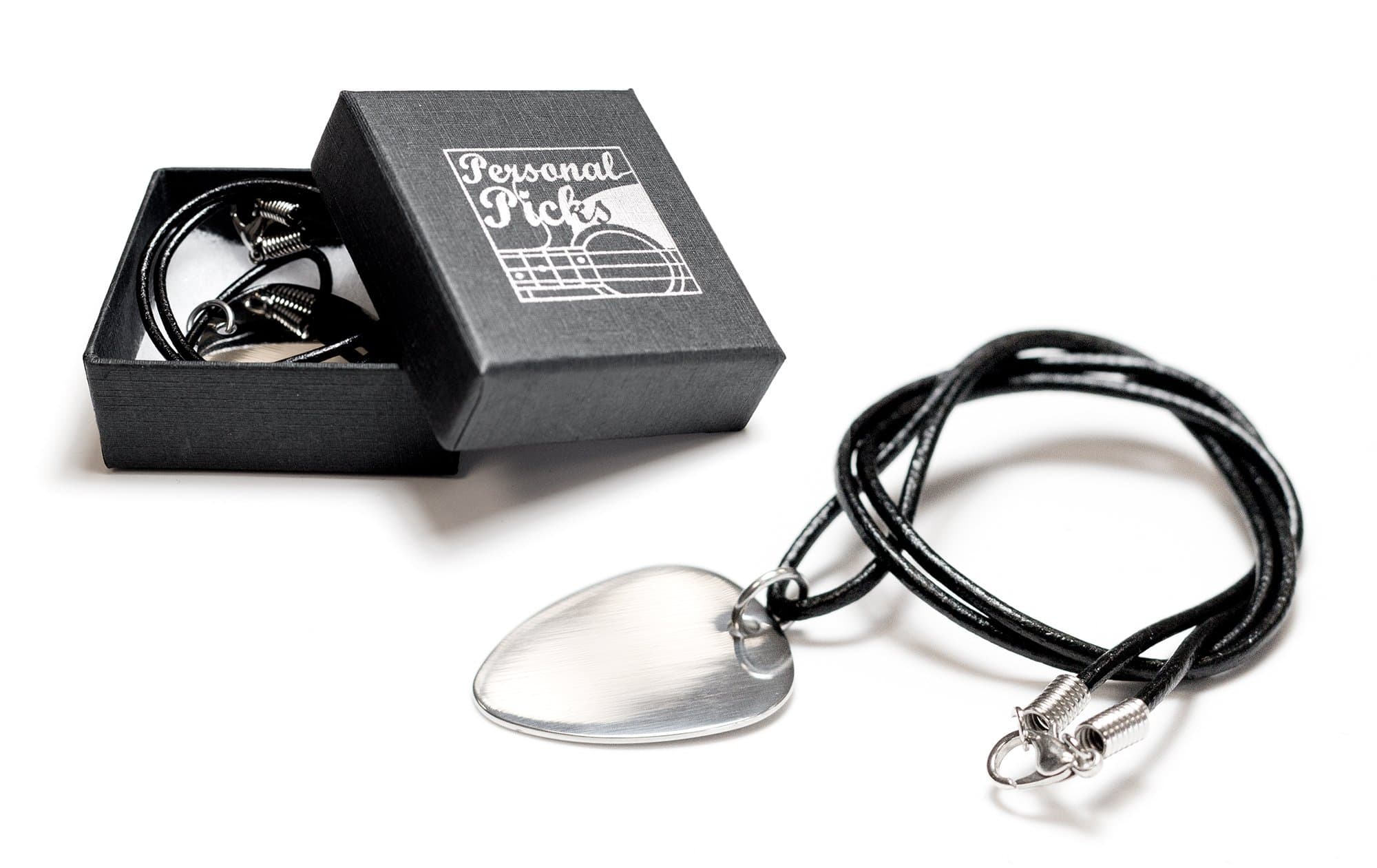 Personalised Guitar Plectrum/Pick Leather Necklace - Engraved