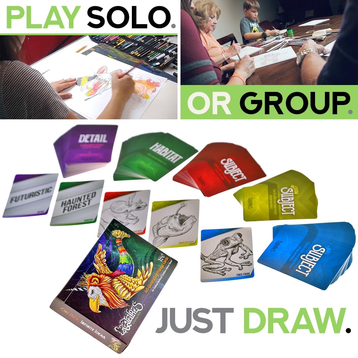 Createures Mythical Drawing Game for Kids Mashup Animal Art Ideas. 150 Prompt Cards. Creative Teens + Family Fun Night All Imaginations.