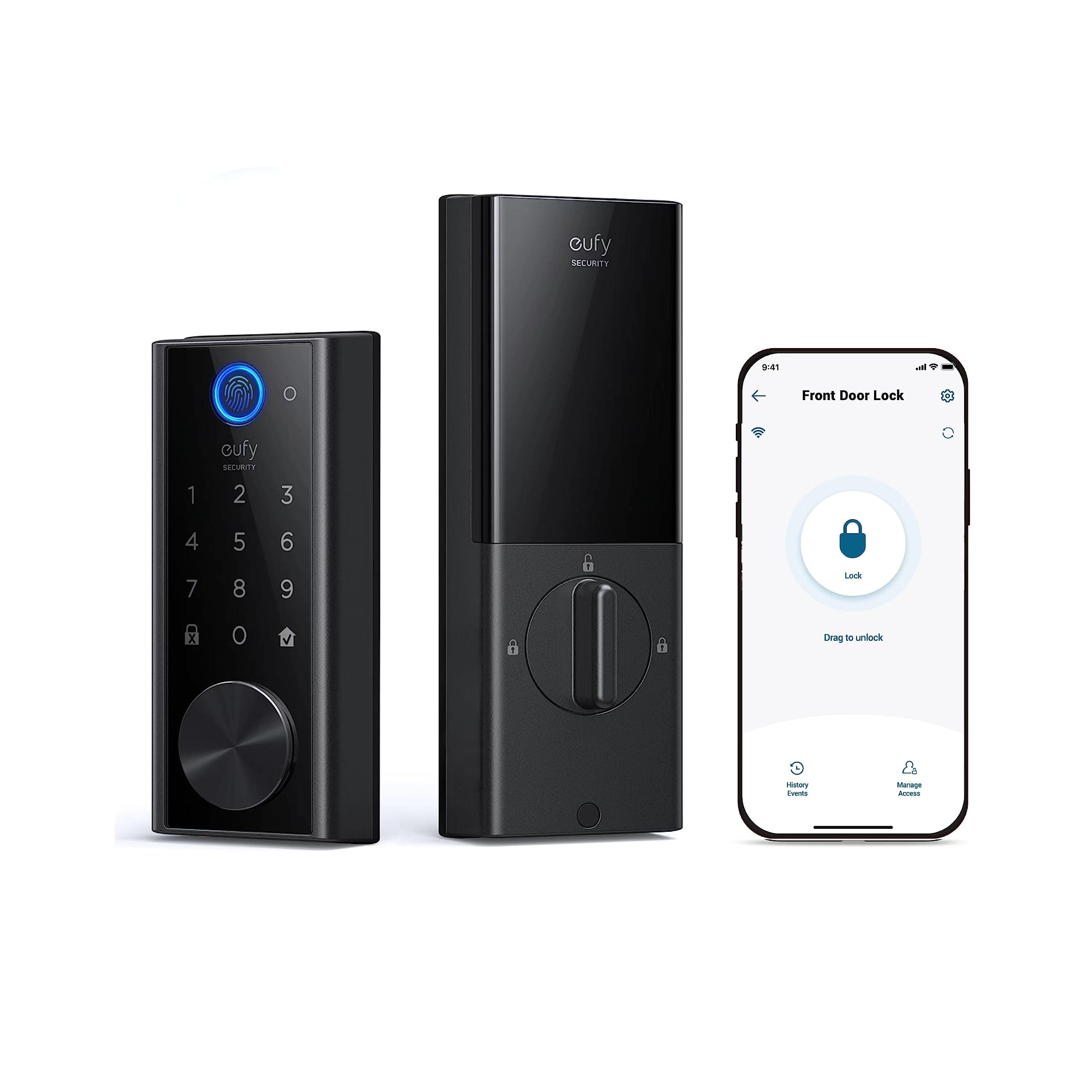 Smart Lock S230, Keyless Fingerprint Lock for Front Door, Easy Installation, Built-in Wi-Fi, Reliable App for Remote Access, One-Year Battery Life, BHMA Certified, IP65 Weatherproof