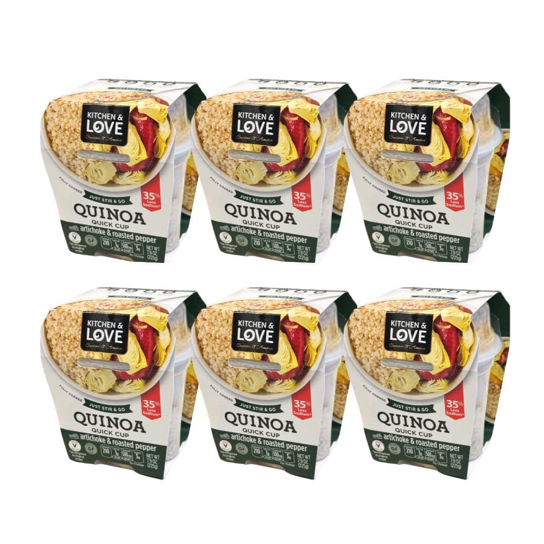 Kitchen & Love Artichoke & Roasted Peppers Quinoa Quick Meal 6-Pack | Vegan, Gluten-Free, Ready-to-Eat, No Refrigeration Required