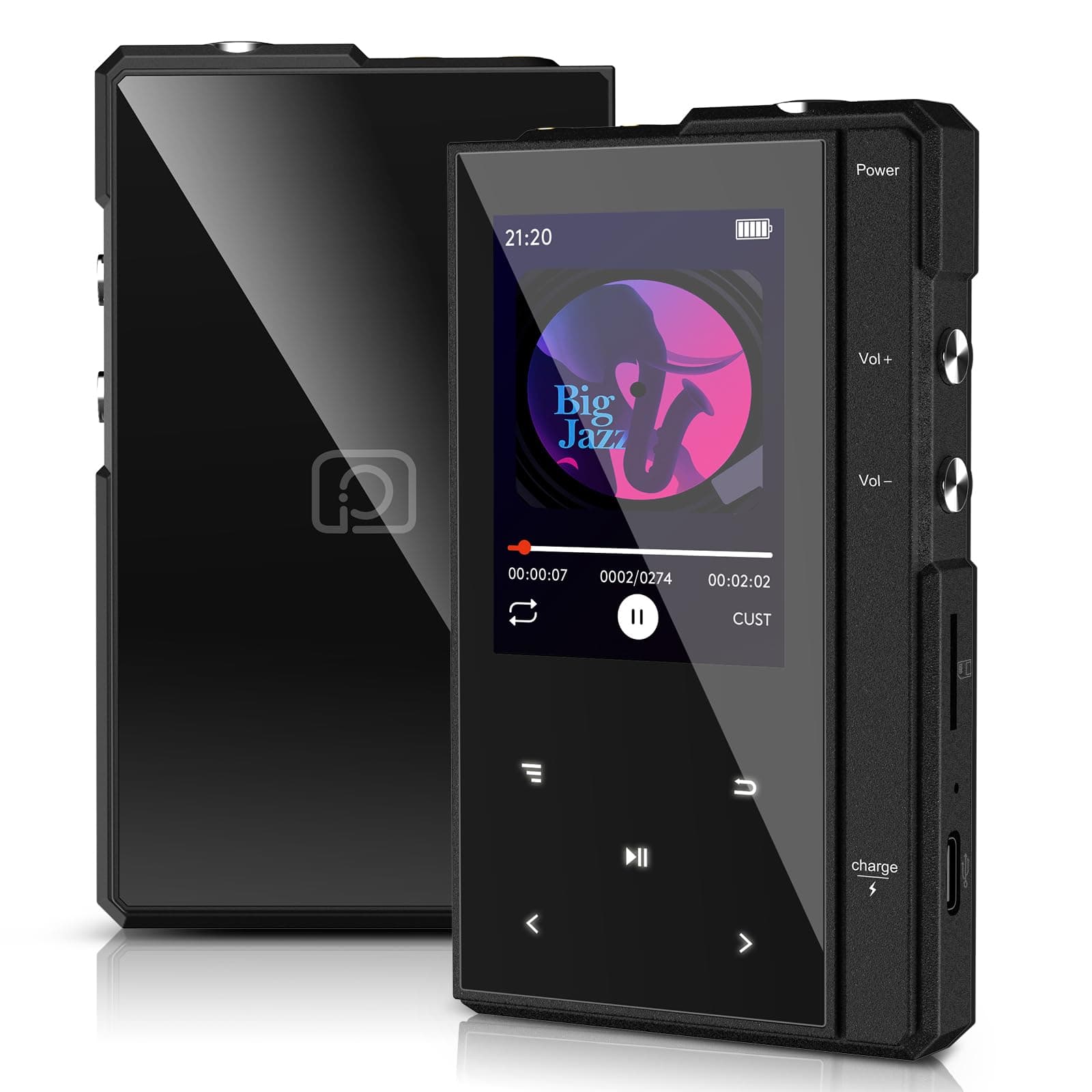 Phinistec 32GB MP3 Player with Bluetooth 5.0, Z6 Digital Audio Player with Loud Speaker, 2.4’’ IPS Super Battery Life Music Player with FM Radio, E-Book, Music Alarm Support up to 256GB