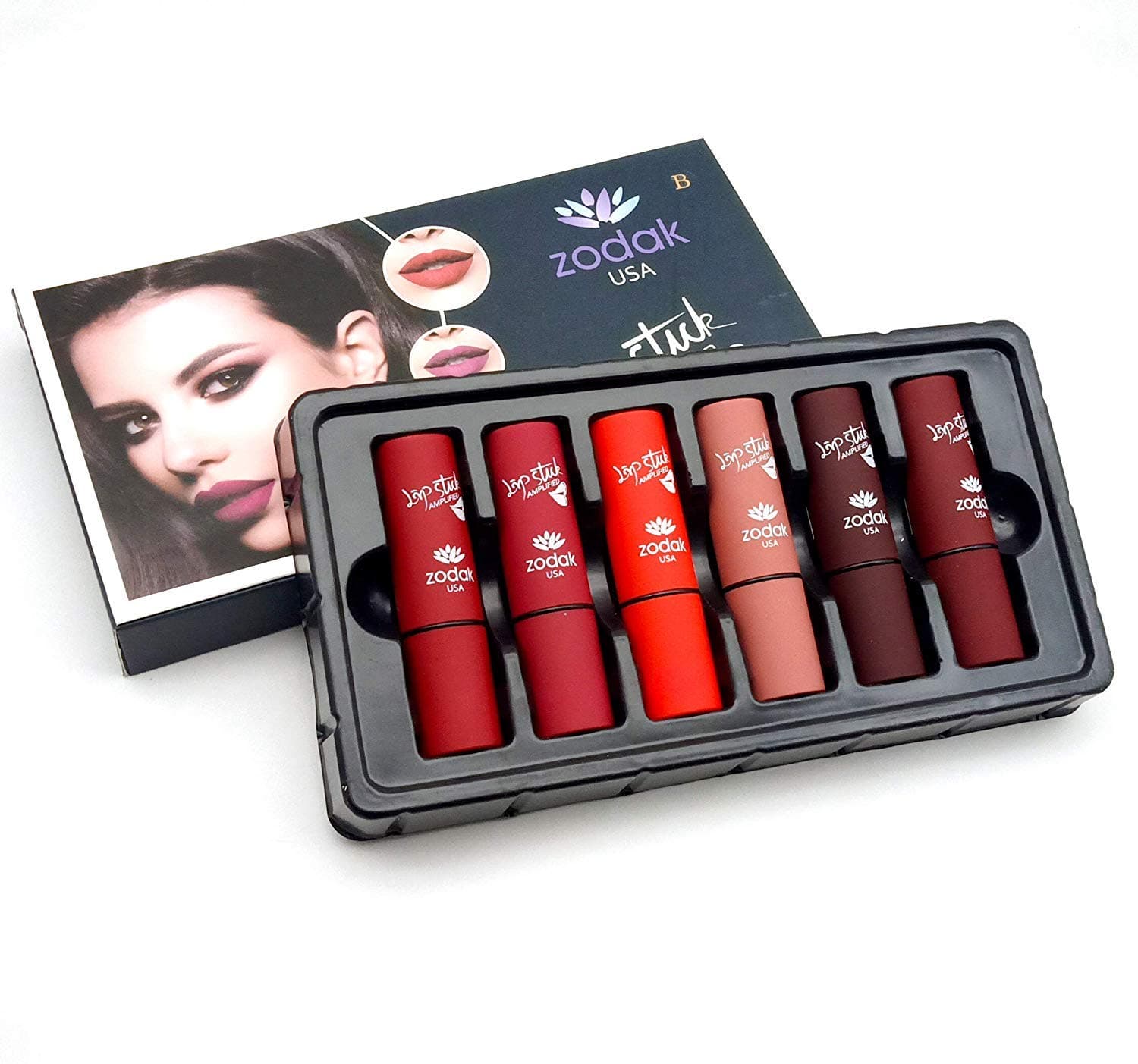 Zodak Creamy Lip Stuck Amplified Multicolor Lipstick Combo (Pack of 6)|Infused with Vitamin E|Gives Intense Colour |Long Lasting Lip Stains