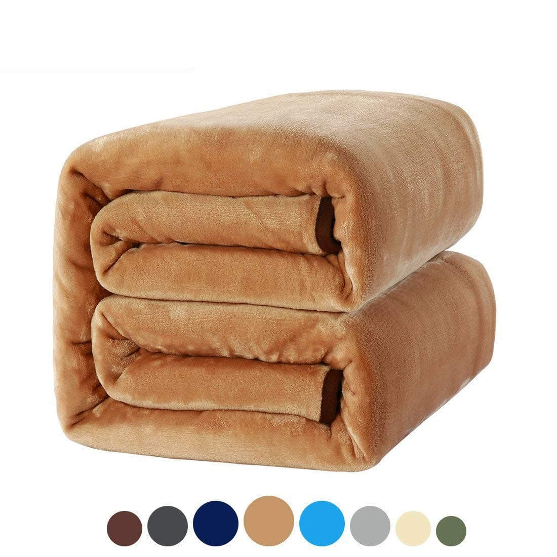 Soft Twin Size Fleece Bed Blanket 330 GSM Warm Cozy Microfiber Fuzzy Lightweight All Season Blanket for Couch Travel Sofa,Tan.