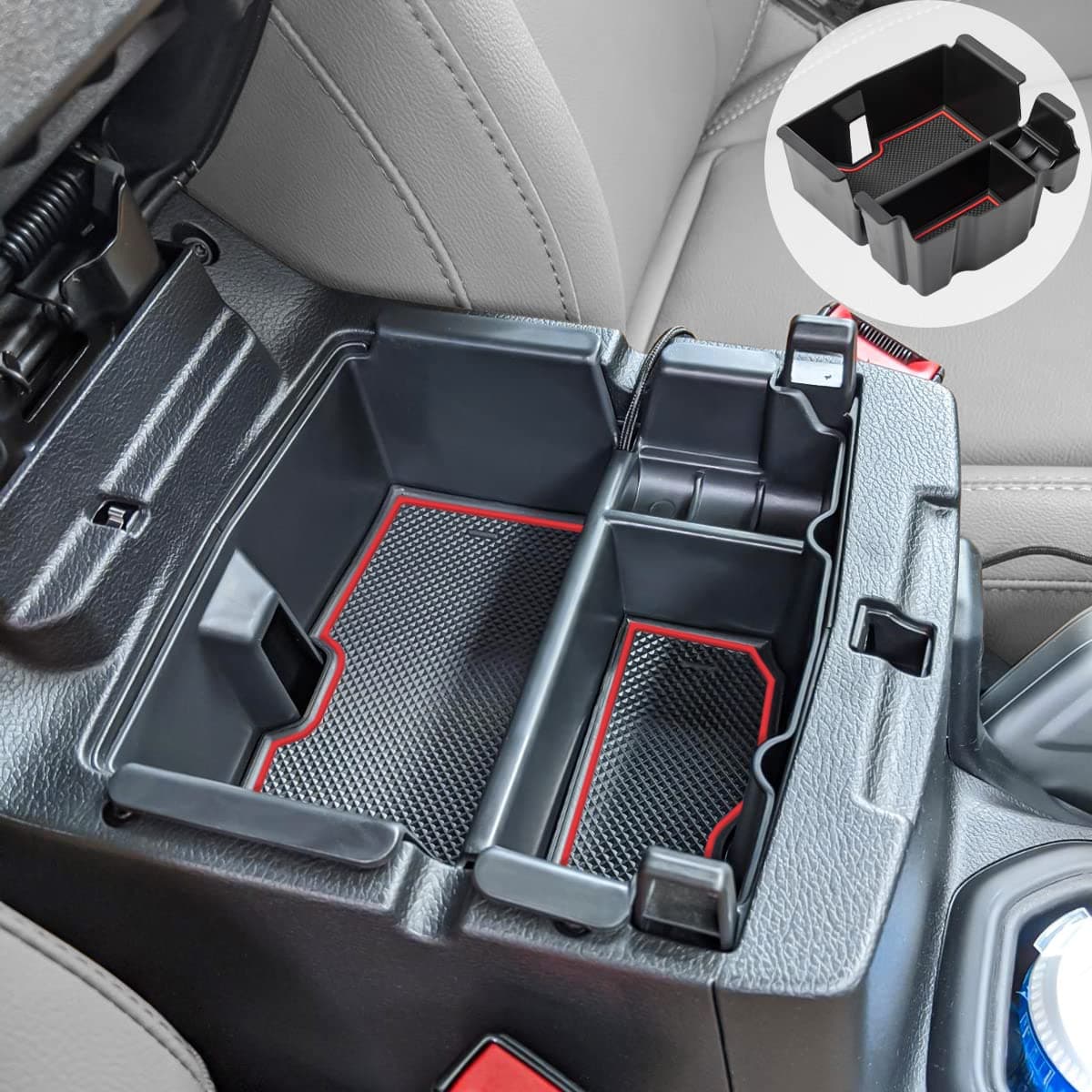 EDBETOS Center Console Organizer Tray Compatible with Jeep Wrangler JL/JLU 2018-2022 2023 2024 2025 and Gladiator JT Truck 2020-2025 Insert Accessories - Won't Covers The Light Inside (Red Trim)