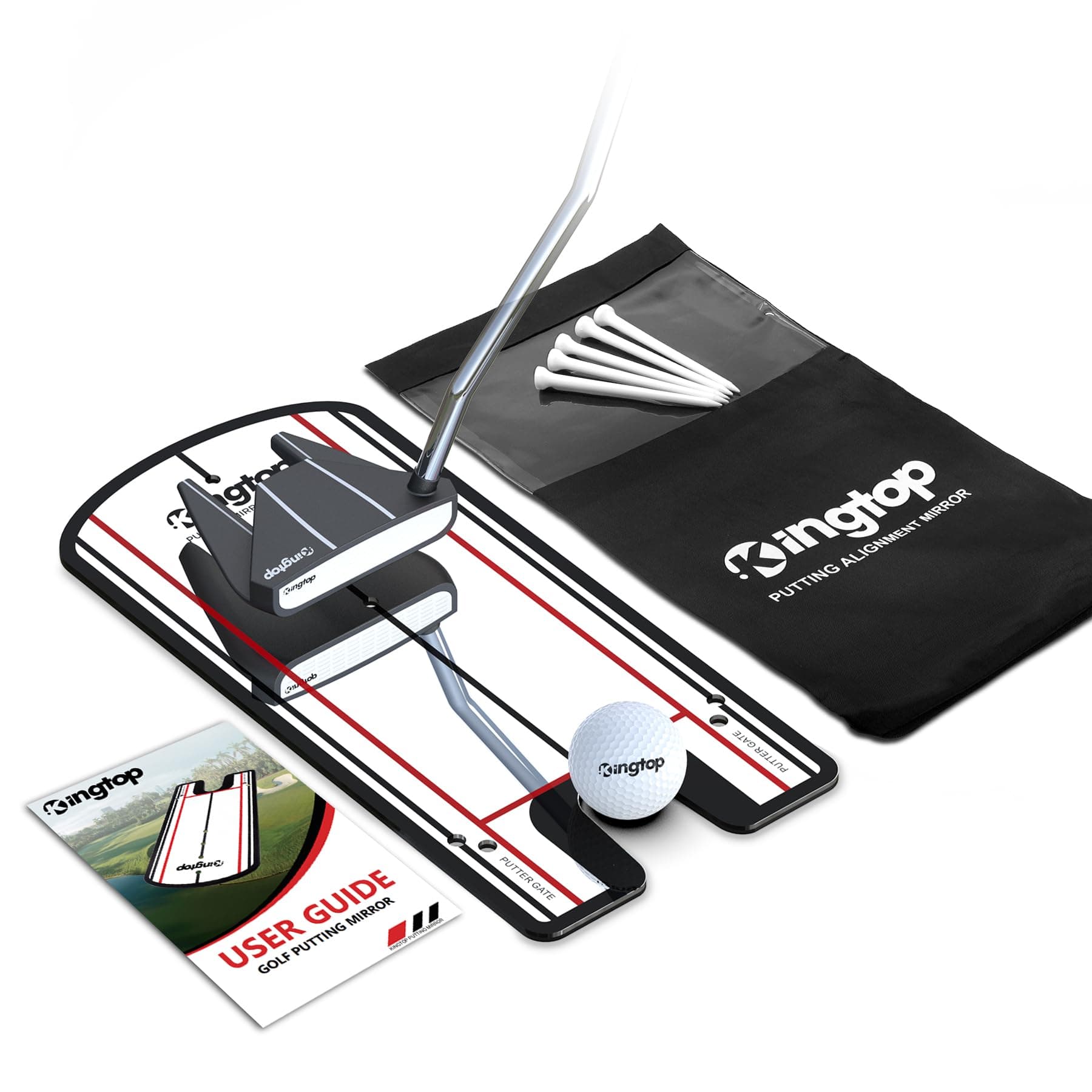 KINGTOP Golf Putting Mirror - Alignment Putting Training Aids for Consistency & Accuracy - Ideal for Indoor | Outdoor Practice, with Carry Bag and Golf Tees