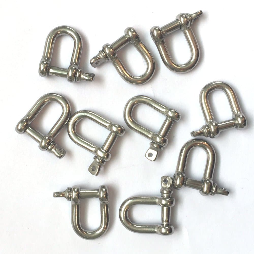 JY-Marine Stainless Steel Mini D Shackle, 4mm, Silver Color,for Paracord Jewelry, Marine Tackle-10 Pieces