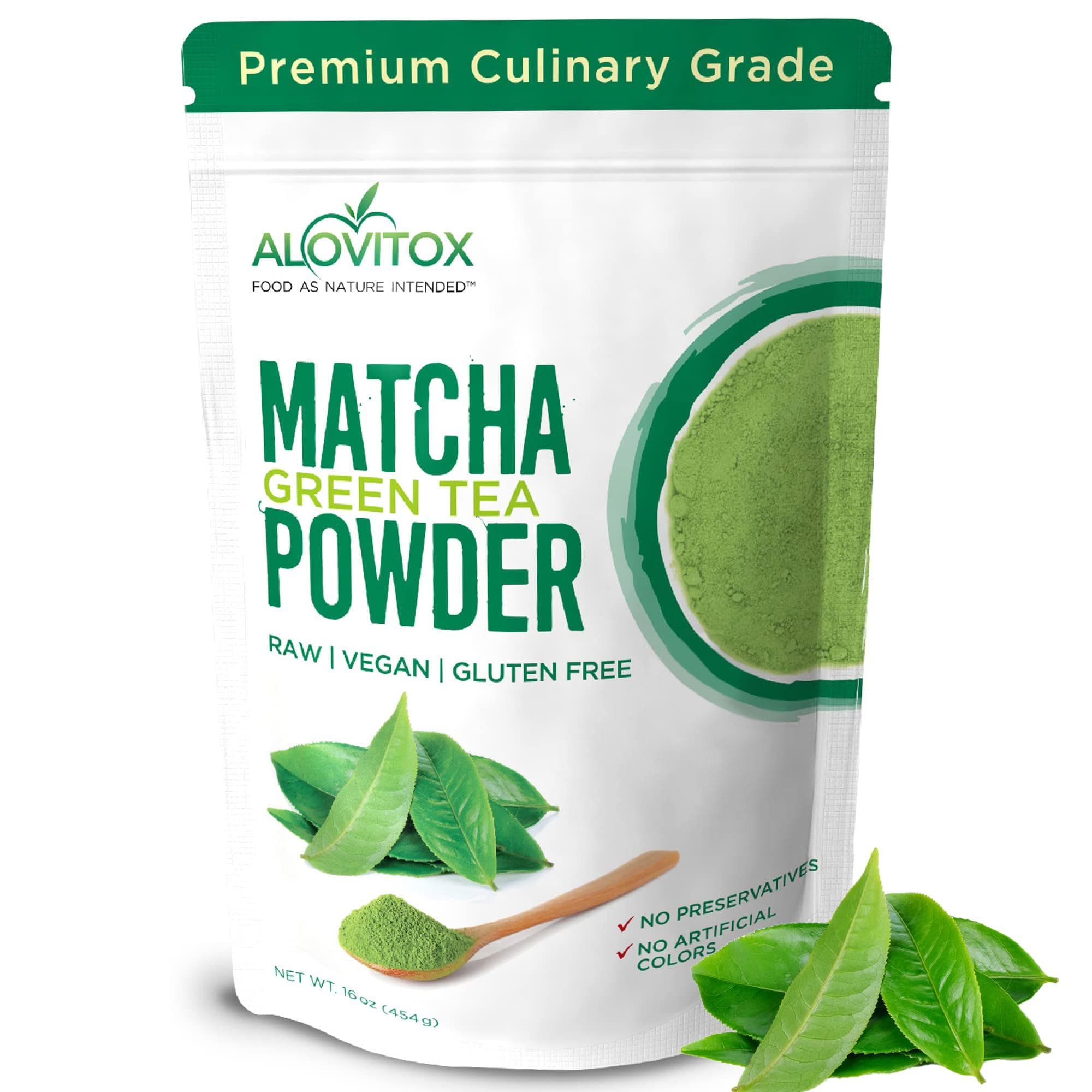 AlovitoxMatcha Green Tea Powder | Organic Pure Culinary Grade | Antioxidant Rich, Energizing & Versatile Powder for Tea, Baking, & Lattes, No Sugar, Gluten Free, Vegan, Non-GMO - 16 oz