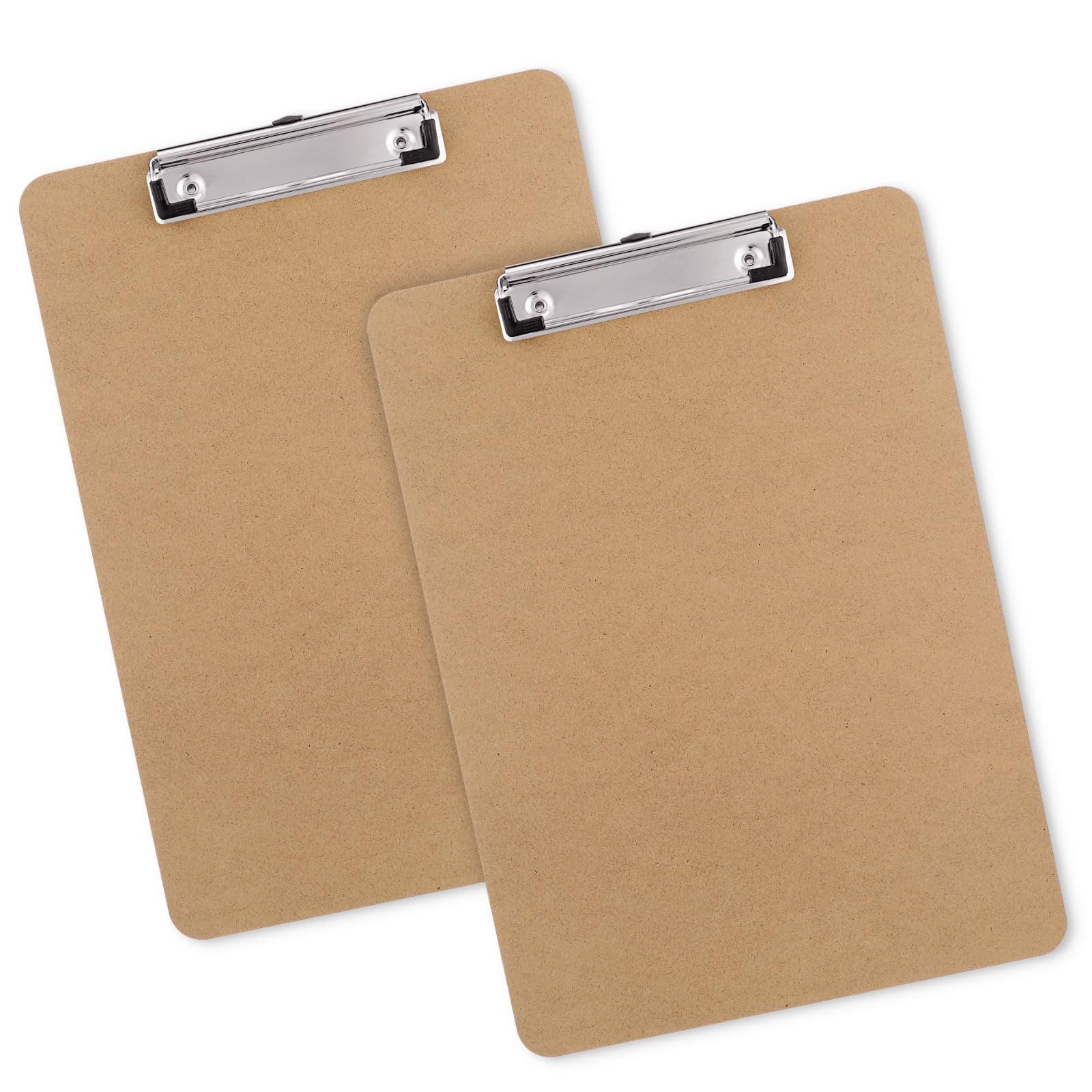 Wood Clipboards Set of 2, Letter Size Hardboard Clip Board 8.5x11 for Classroom, Students, Kid, A4 Standard Size 9" x 12.5" with Low Profile Clip, Office & School Supply