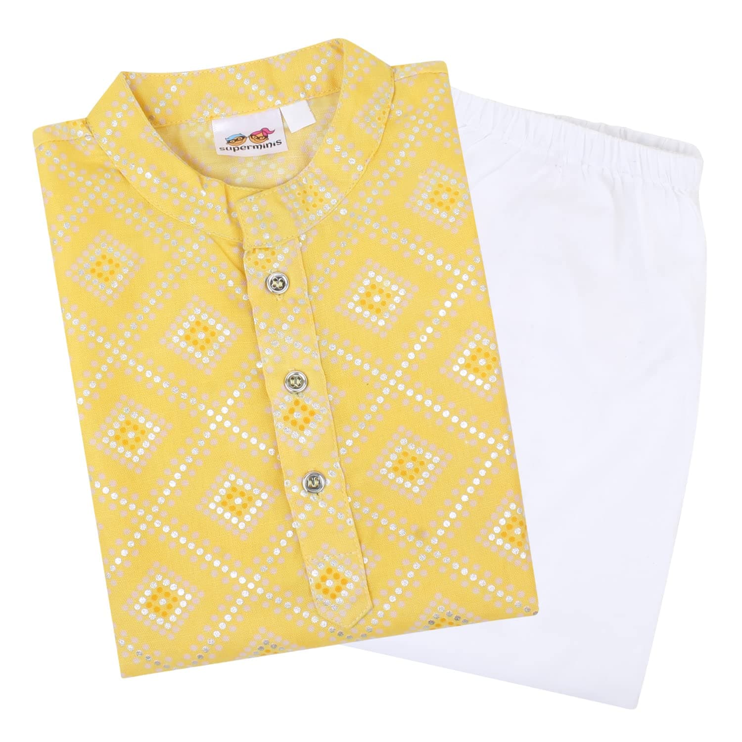 Boys Cotton Golden Embroidered Printed Full Sleeves Kurta with Pyjama Ethnic Wear Set