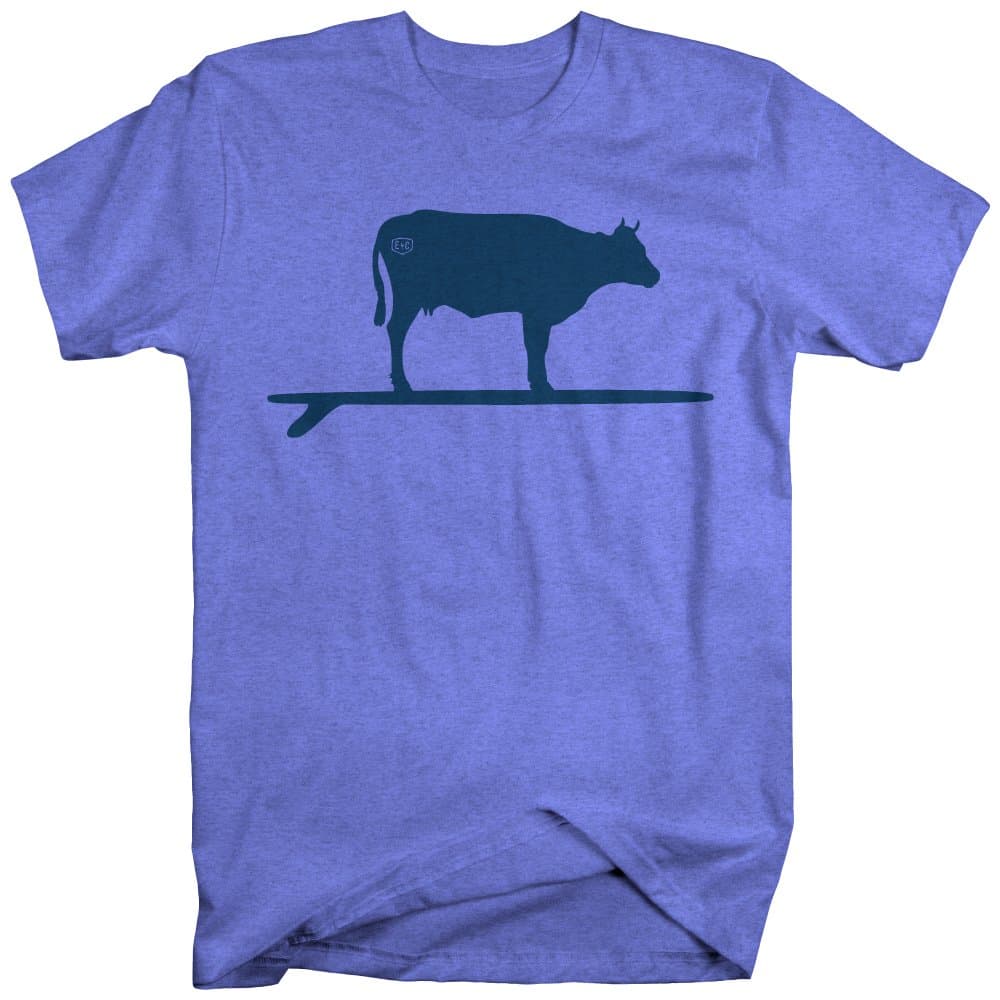 Endurance Conspiracy Tee Cyclist Style Reef & Beef Print - Columbia Blue Blend Crew Neck - Men's S M L XL