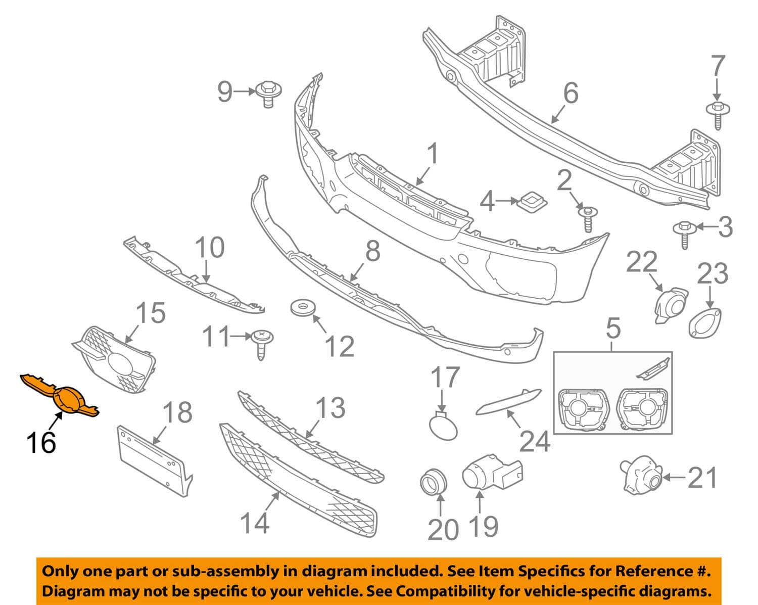 Genuine Front Bumper Fog Light Grill Cover Trim Decor Left BMW X6 E71 2008-2014