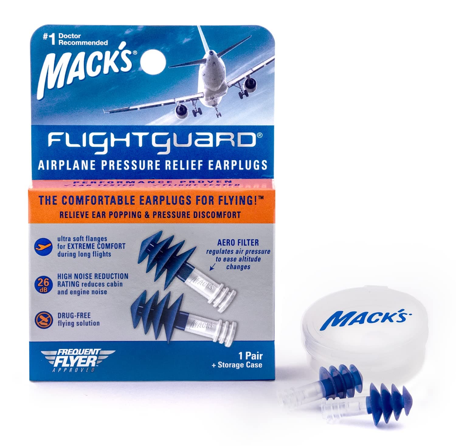 MACK'S MAC PILLOW FLIGHT GUARD Airplane Ear Plugs 1 Pair #17