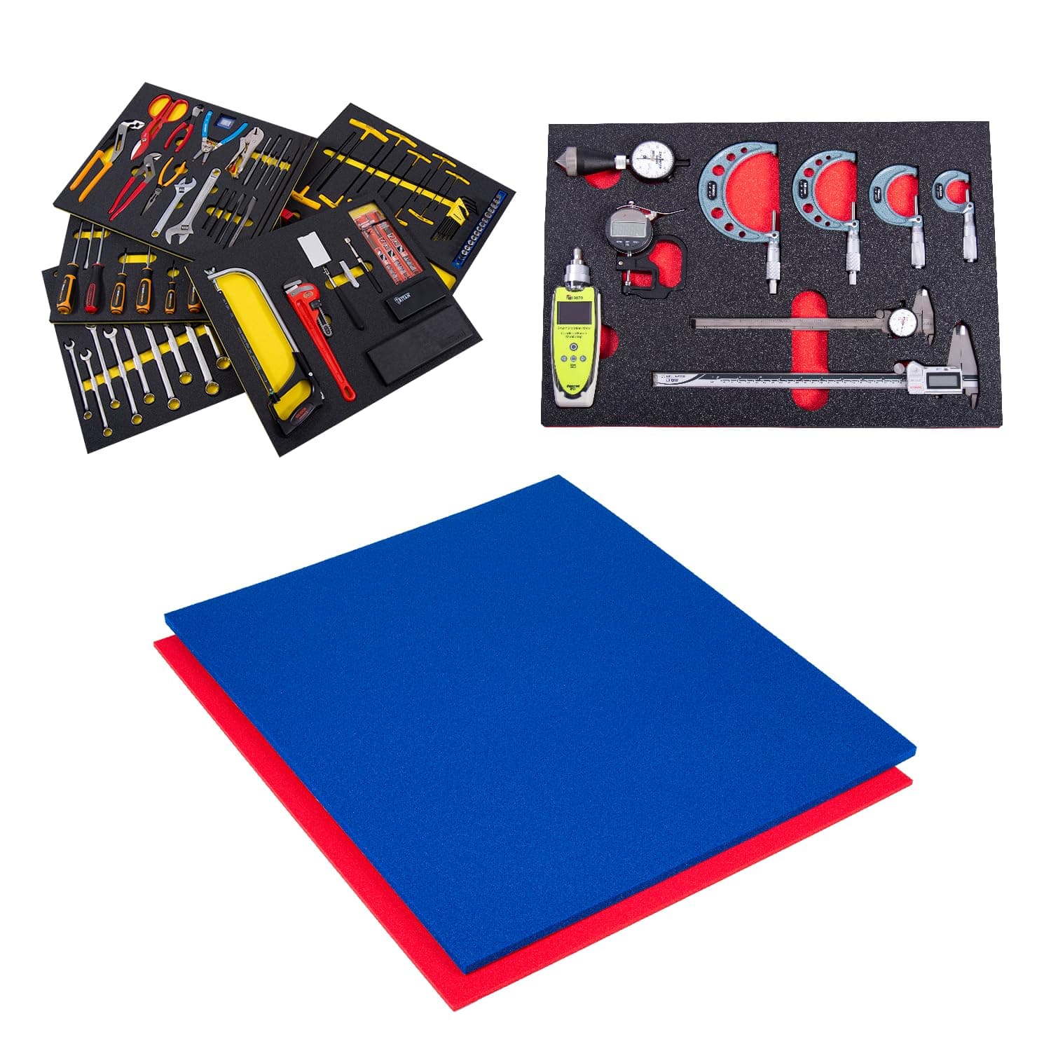 5S Tool Box Shadow Foam Organizers (2 Color) FITS Craftsman Model# 112225 Bottom Box (12.75 x 22.125", Blue Top/Red Bottom)…