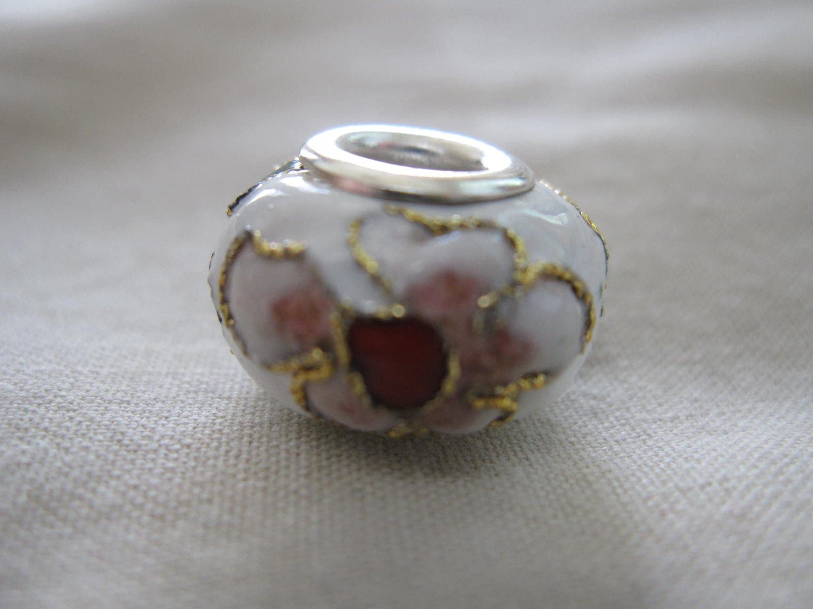 White Background Flower Bead ....... Sparkling Jewelry Bead