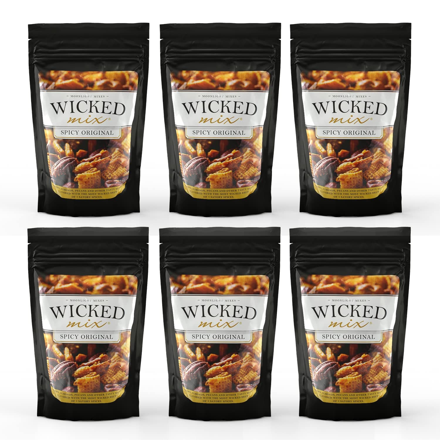 Wicked MixSnack Mix with Mixed Nuts, Sweet and Salty Trail Mix Snack Packs with Almonds, Cashews, Pretzels, Pecans - Healthy Snacks Zero Trans Fat (Original Mix, Pack of 6)