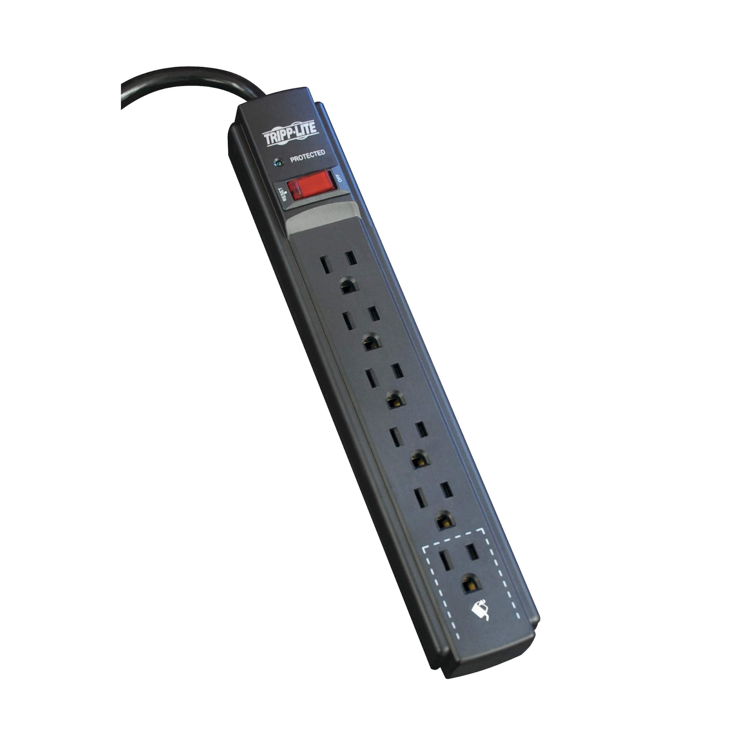 Tripp Lite 6 Outlet Surge Protector Power Strip, 6ft Cord, 790 Joules, Black, 50K Insurance (TLP606B)