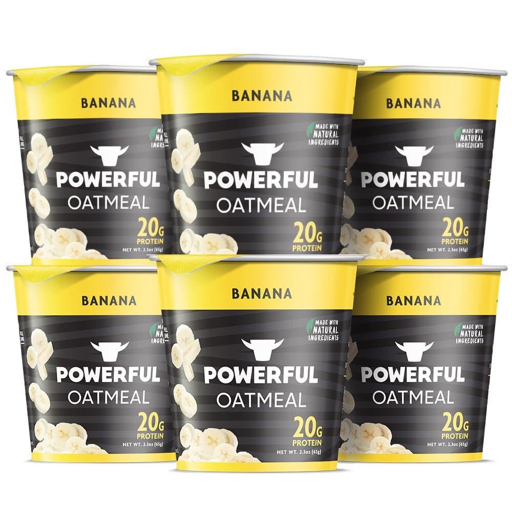 Powerful | Banana | High Protein Instant Oatmeal | Natural Ingredients | 20g Protein (6 Count)
