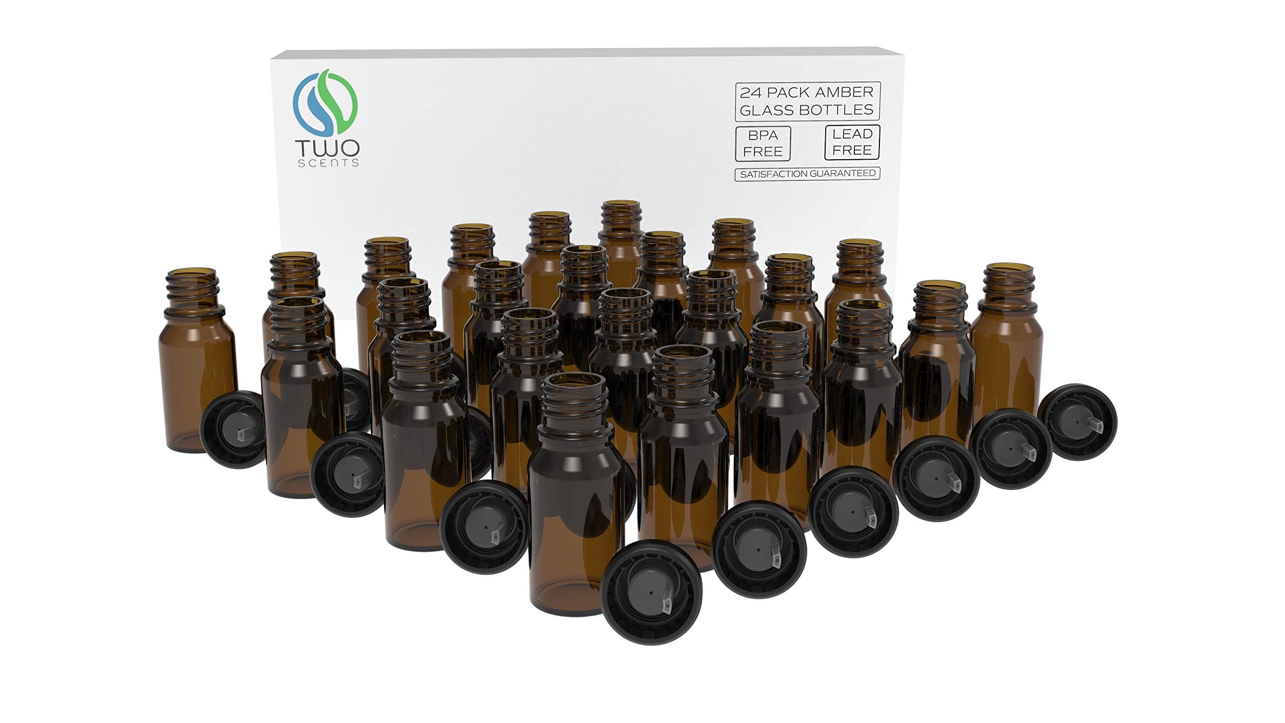 VINEVIDAEssential Oil Bottles - A set of 24 Amber glass bottles for essential oils, Aromatherapy, Perfume Samples, Mini 10 ml Glass Vials With Cap and Dropper | Complete Carrier Oil