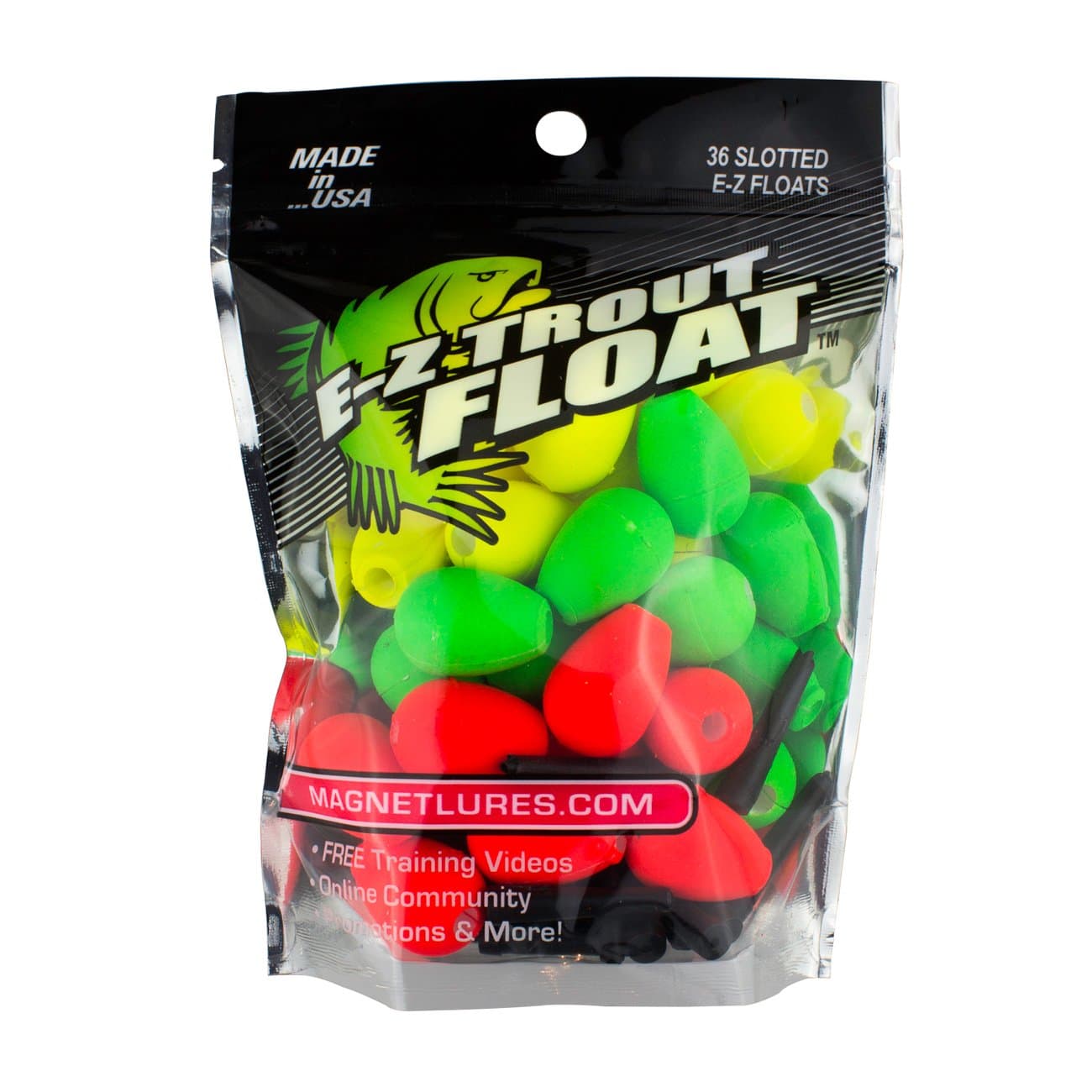 Trout Magnet E-Z Trout Floats - 36 Easy to Adjust Slotted Fishing Bobbers - Freshwater and Saltwater Teardrop Fishing Strike Indicators - Made in The USA by Leland's Lures - Ultra-Responsive Floats