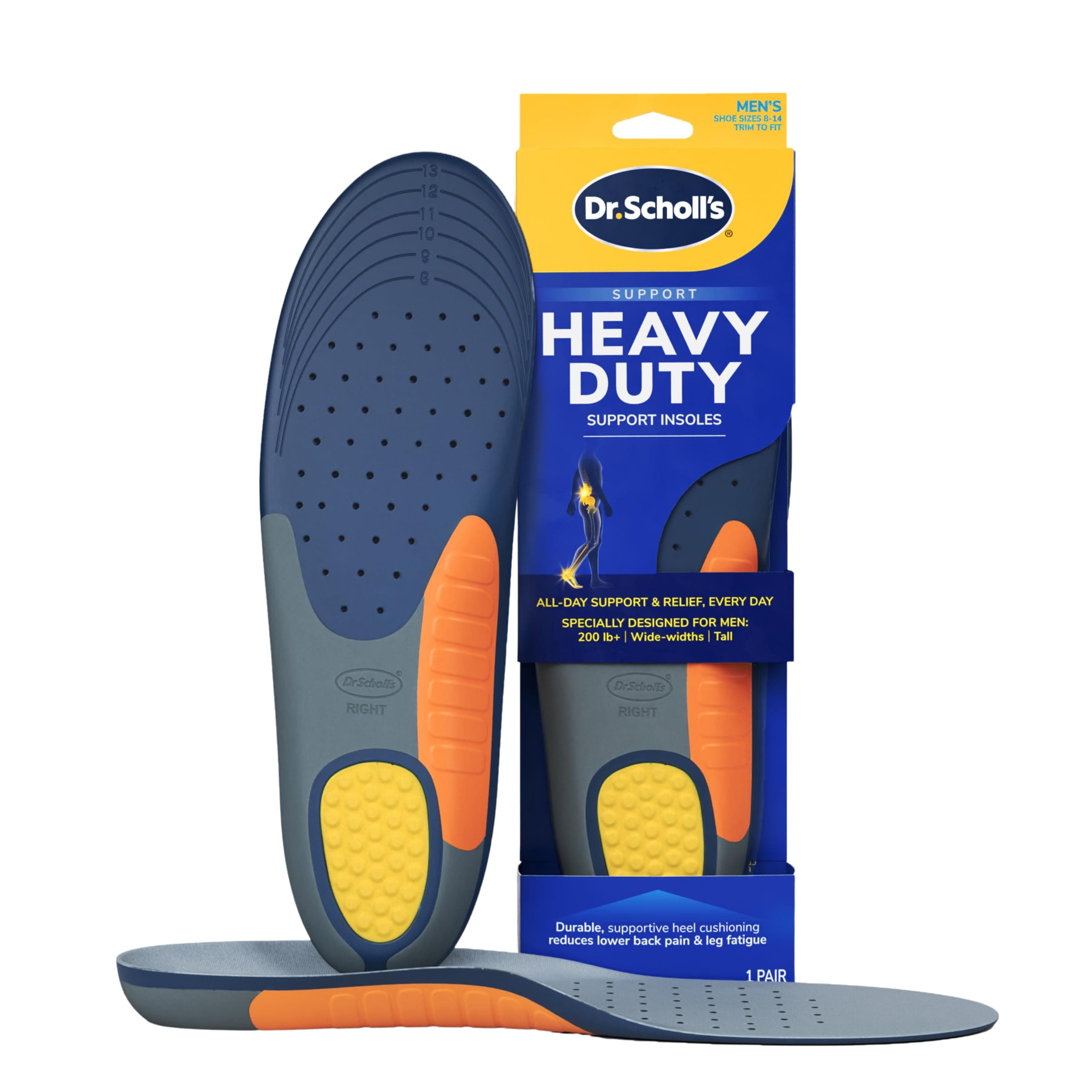 Dr. Scholl's Men's Heavy Duty Assistance Dr. Shawl Pain Relief Insoles, 1 Pair, Size 8-14