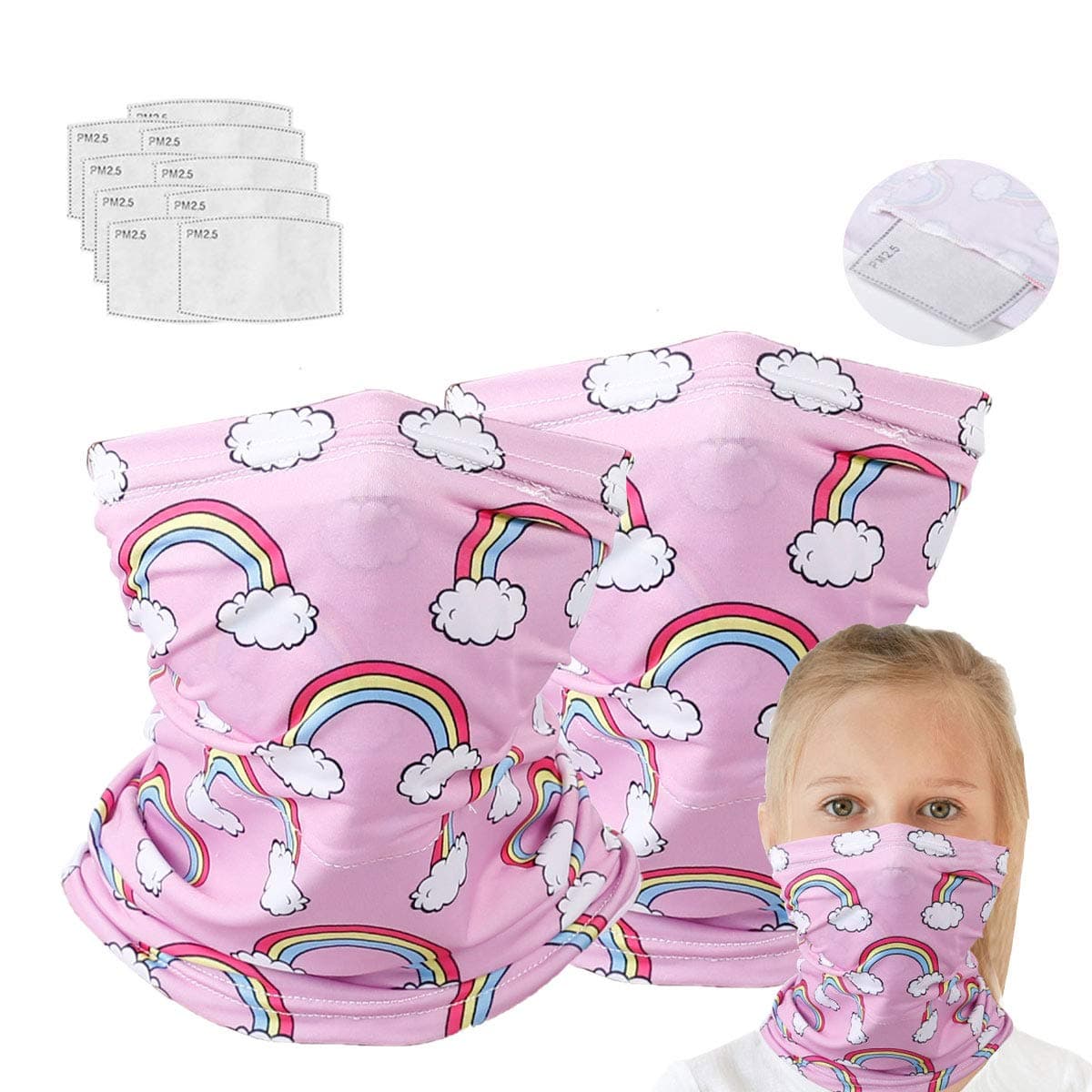 Kids Neck Gaiter Balaclava With Filters For Boys, Half Face Protective Bandana Masks, Toddler Reusable Infinity Scarf, Gifts For Boys, Childrens Headwear For Hikin, Fishing, Softball