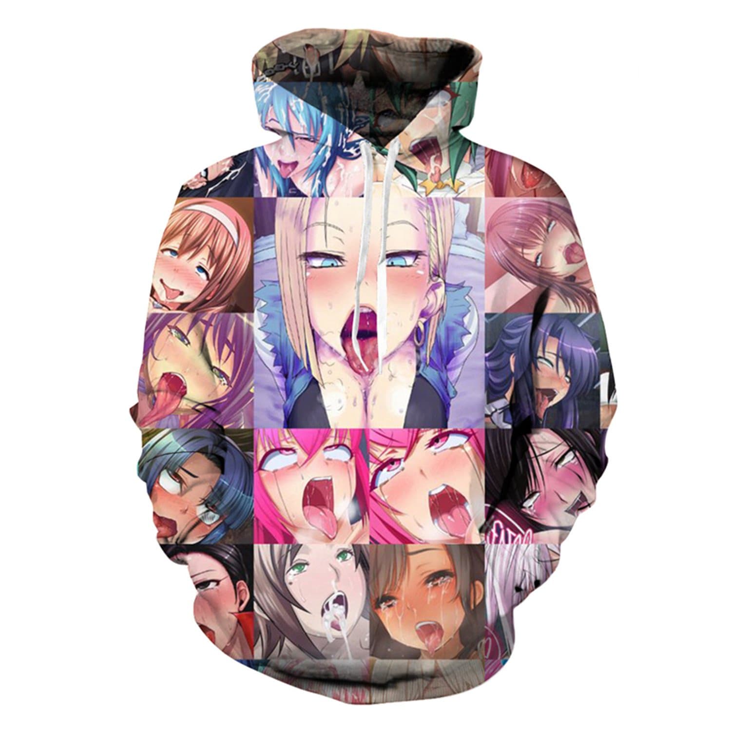 Men's Hoodies Sweatshirt Funny 3D Print Pizza Ahegao Long Sleeve Pullovers Tracksuit T Shirts (M, Color)