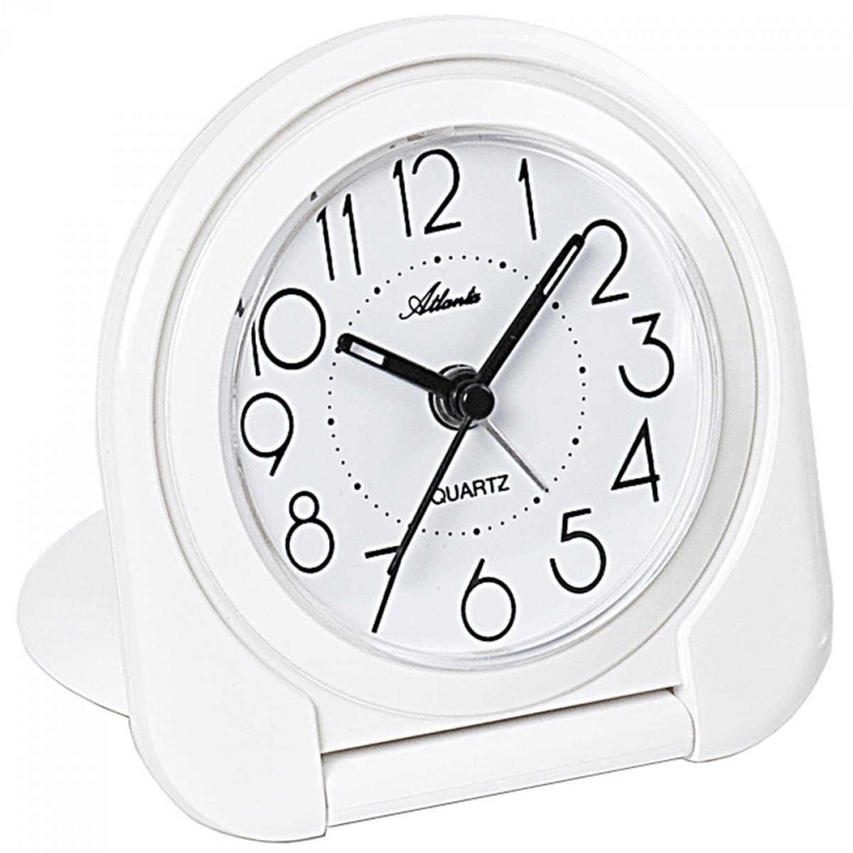 Atlanta Travel Alarm Clock, Plastic, White, 7.5 x 8 cm