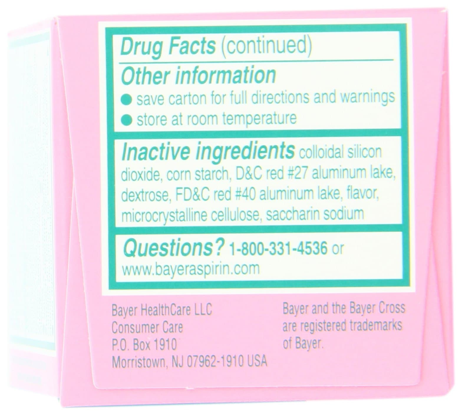 Bayer Chewable Low Dose Baby Aspirin Cherry 81 Mg 36-Count (Pack of 3)